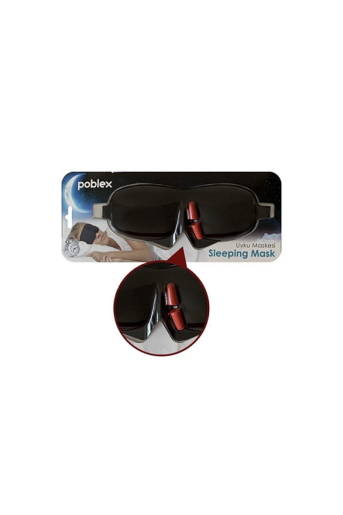 Poblex Uyku Maskesi 3d Siyah + Köpük Kulak Tıkacı