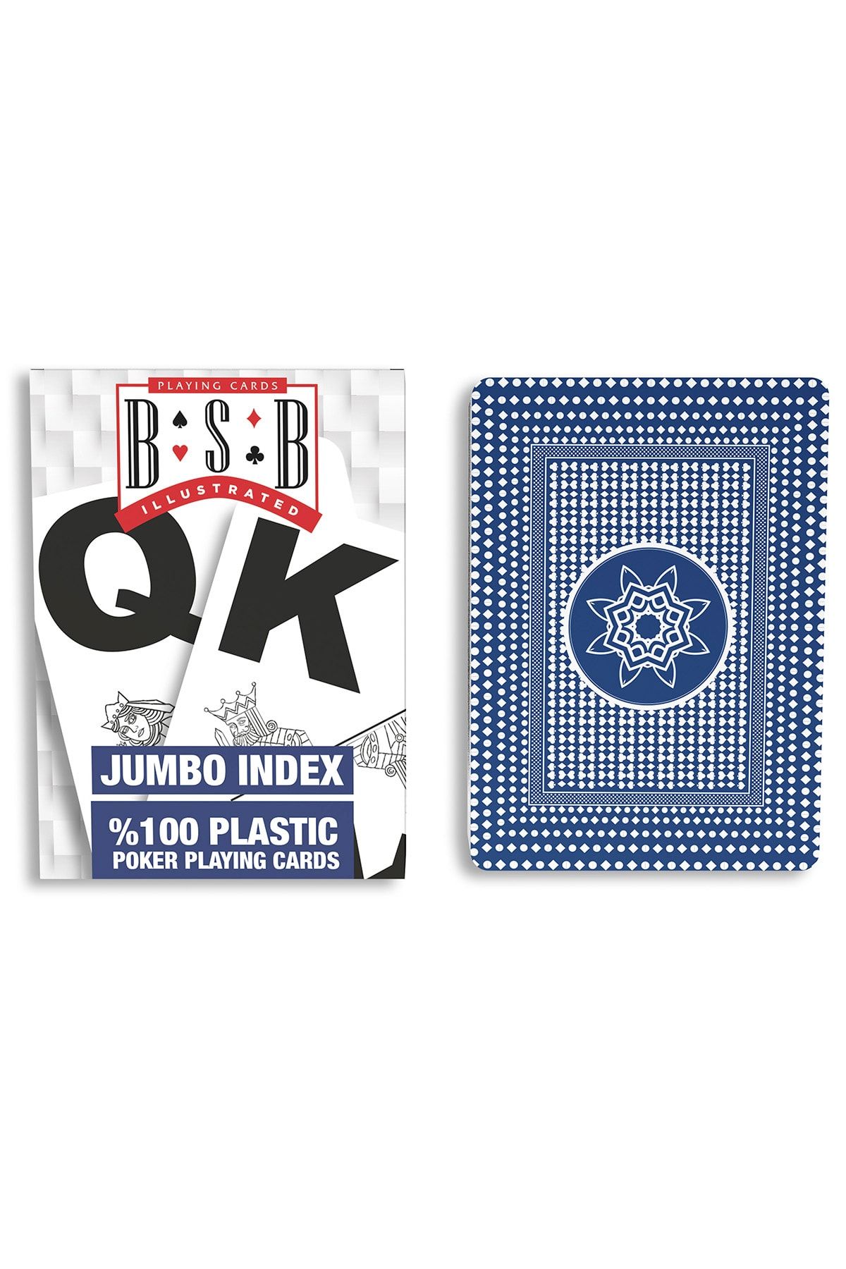 BSB Büyük Rakamlı Kolay Okunur Plastik Oyun Kağıdı Iskambil Kağıdı Mavi