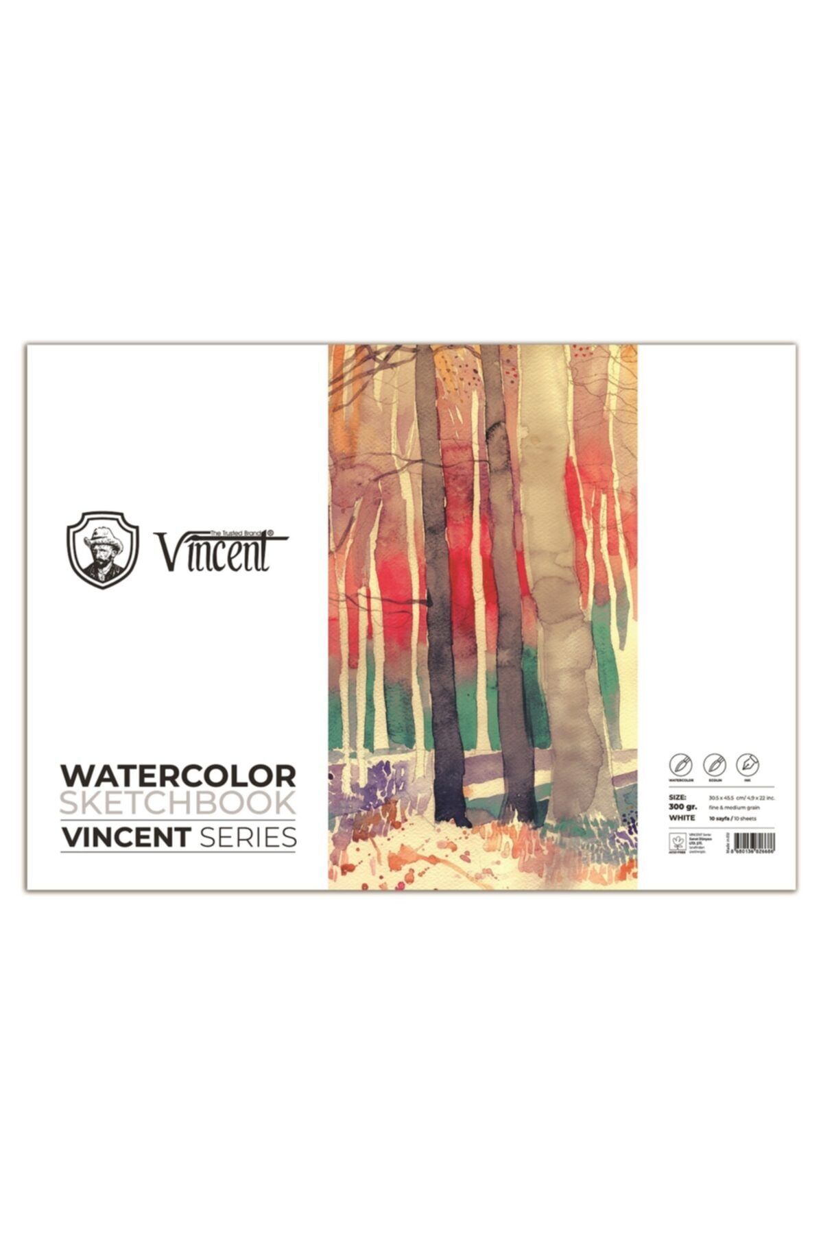Vincent Vıncent Watercolor Sketchbook 300gr 30,5cmx45,5cm 10 Sayfa Suluboya Defteri