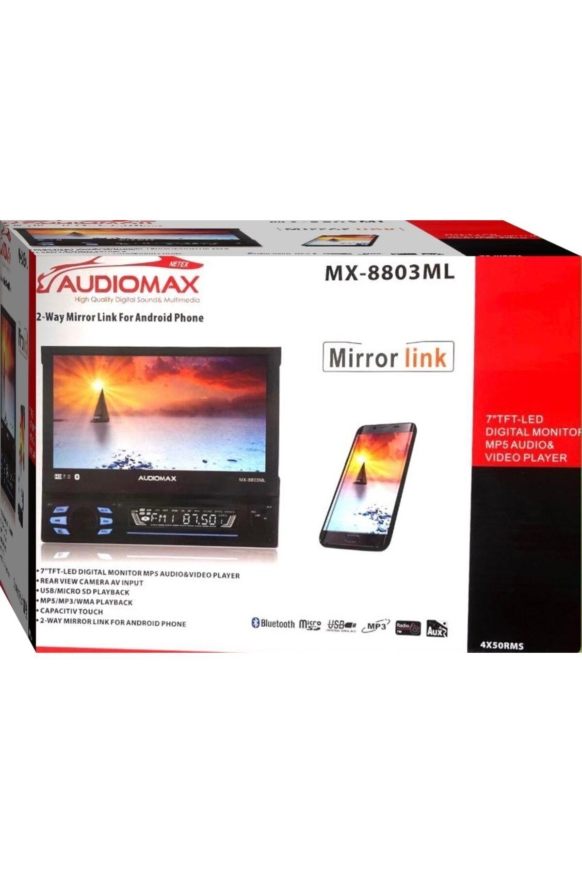 Audiomax Indash 7 Inch Double Teyp Bluetooth Mirror-usb-sd-aux