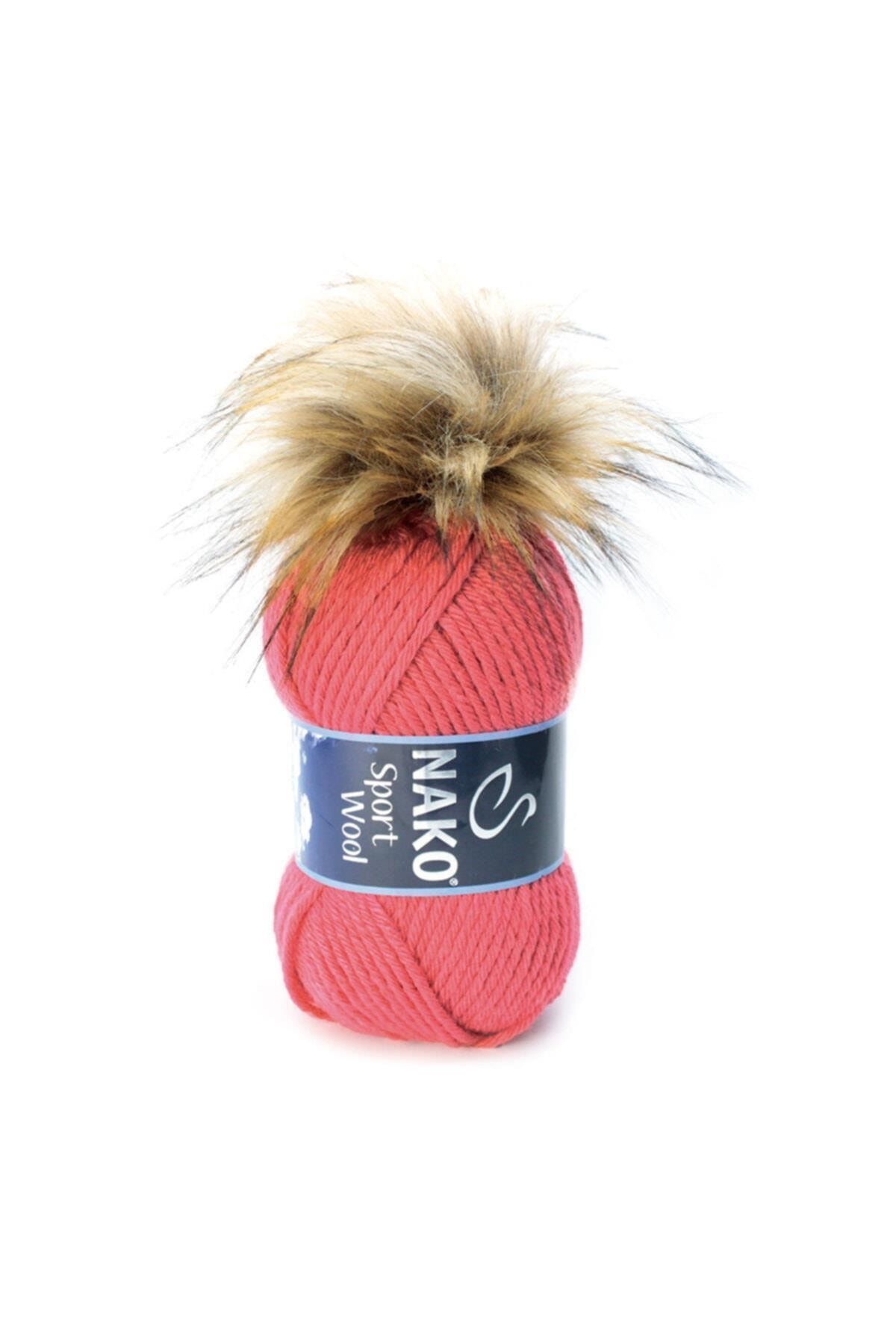 Nako Pembe Sport Wool Ponpon Örgü İpi 10116 100gr