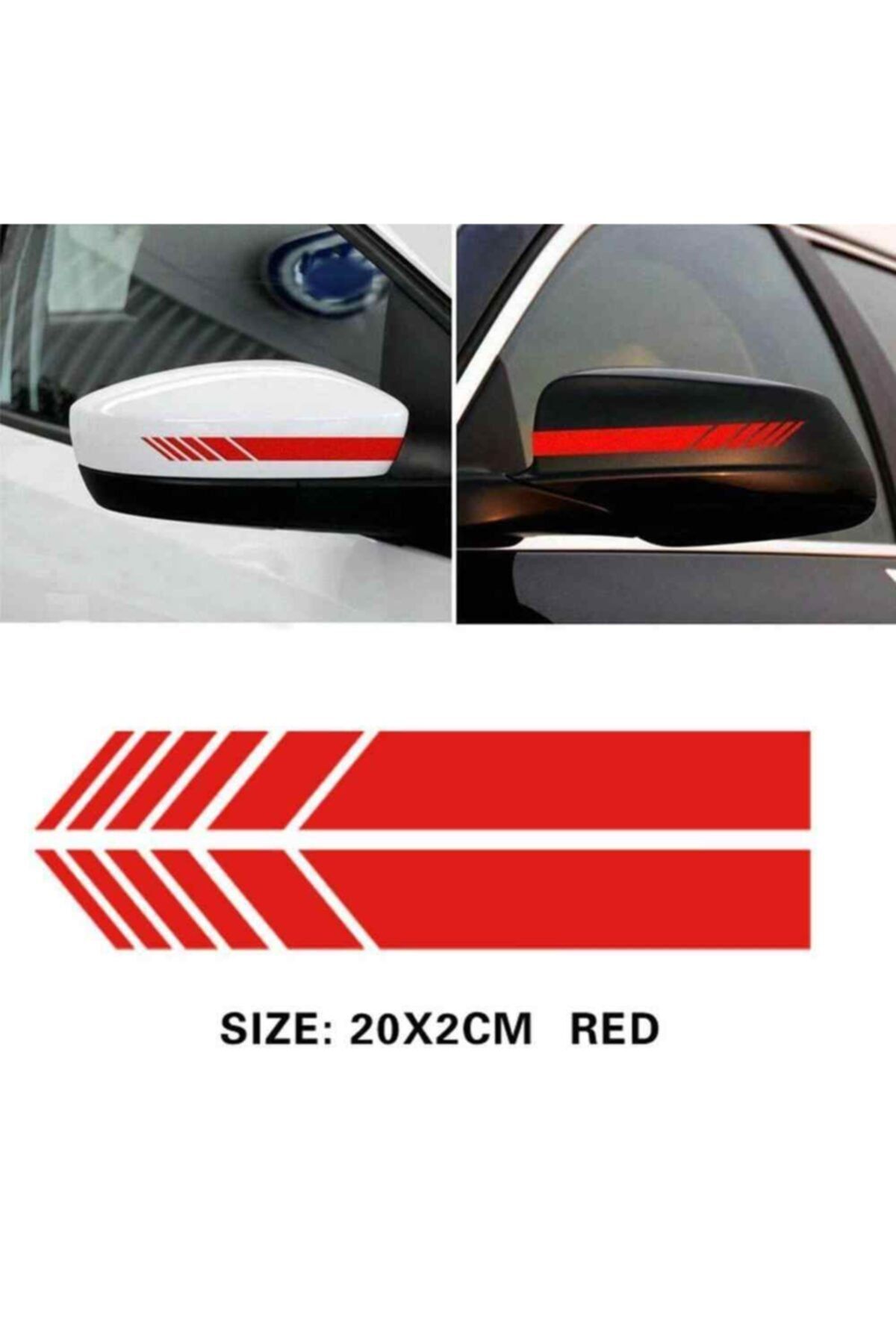 Sticker Sepetim Kırmızı Ayna Şerit Sağ Sol Ikili Oto Sticker Seti
