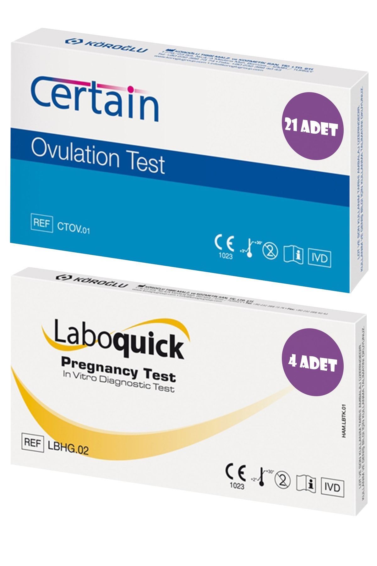 Certain 21 Ovulasyon Testi + 4 Laboquick Gebelik Testi