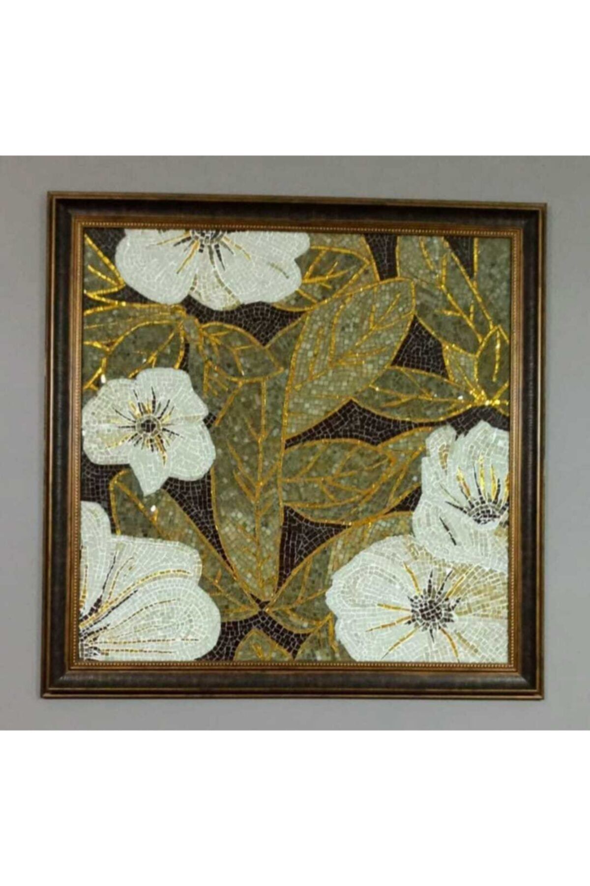 Handmade Cam Mozaik Çiçekli Tablo