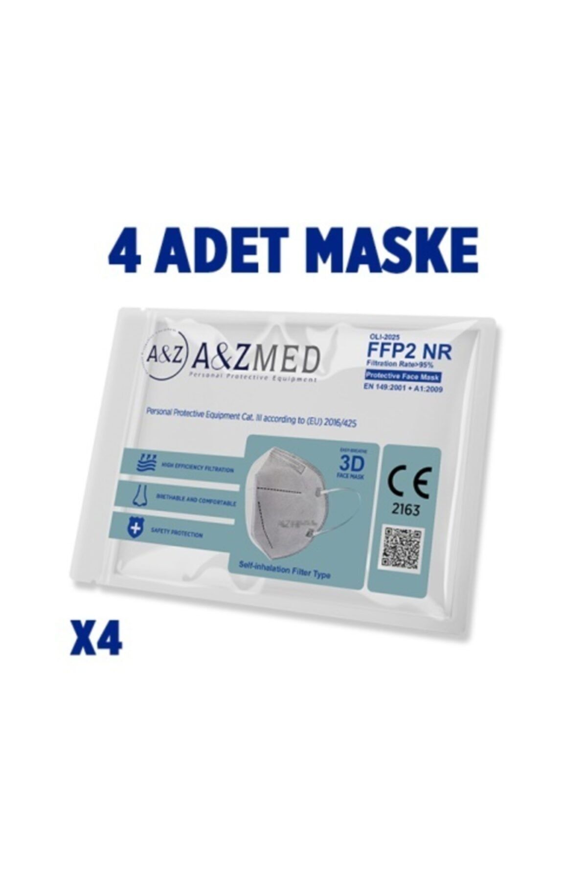 A&Z Med N95 Maske Telli Ve Tek Tek Paketli 4 Adet