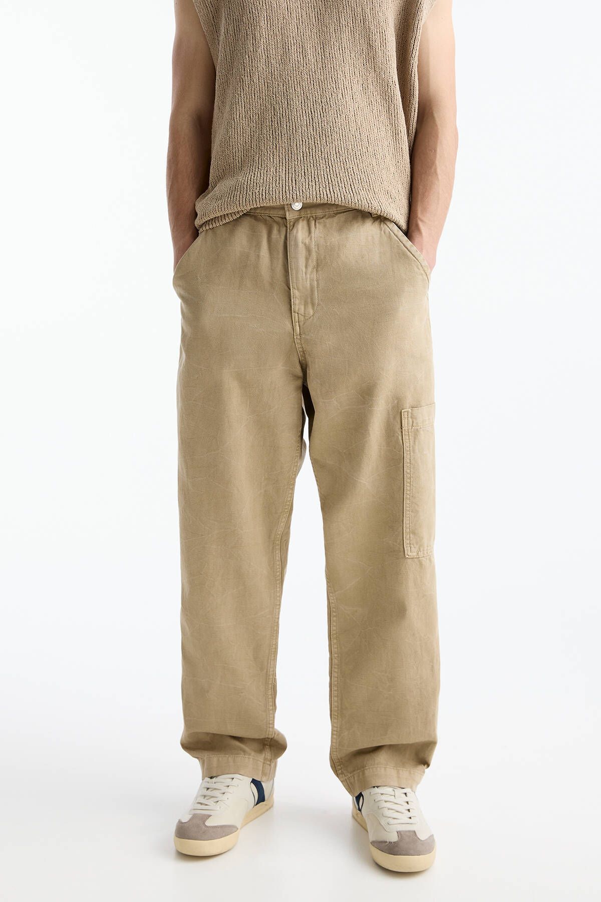 Pull & Bear Soluk efektli rustik pantolon
