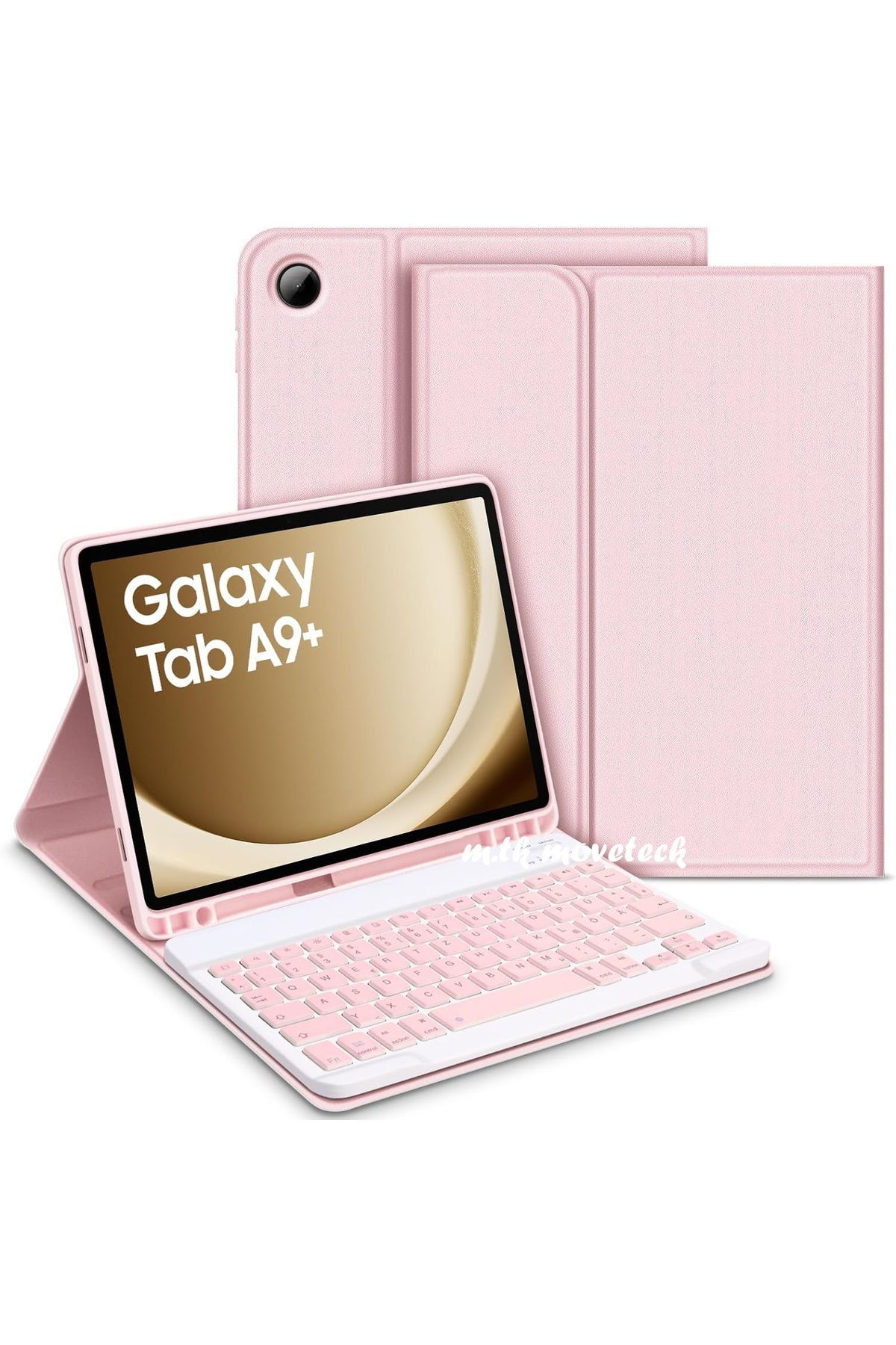m.tk moveteck Samsung Galaxy Tab A9 Plus 11 Inç Uyumlu Bluetooth Özellikli Standlı Kalem Bölmeli Klavyeli Kılıf