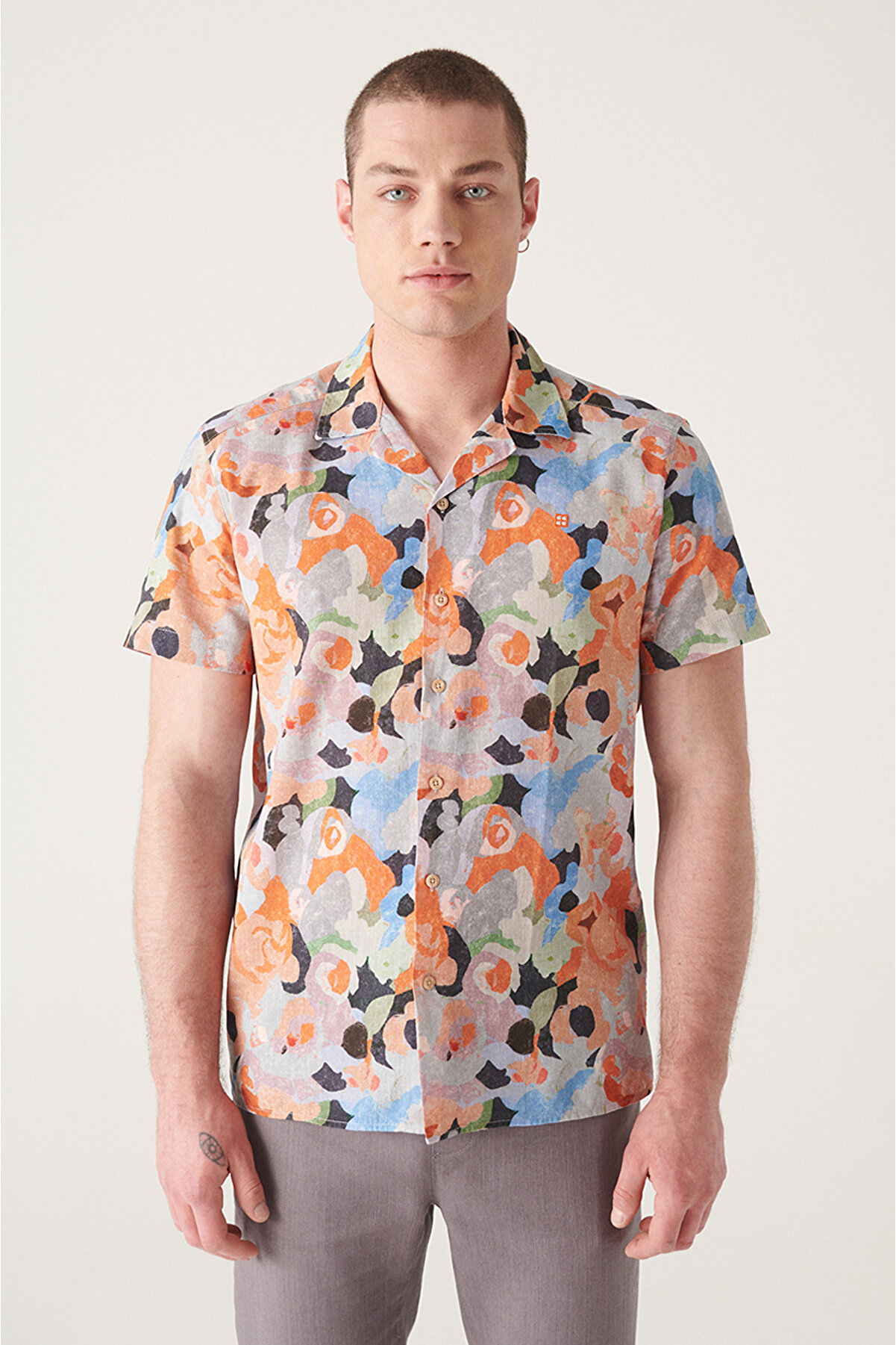 Avva Erkek Multicolour (KARIŞIK RENK) Baskılı Kısa Kol Pamuklu Gömlek A21y2106