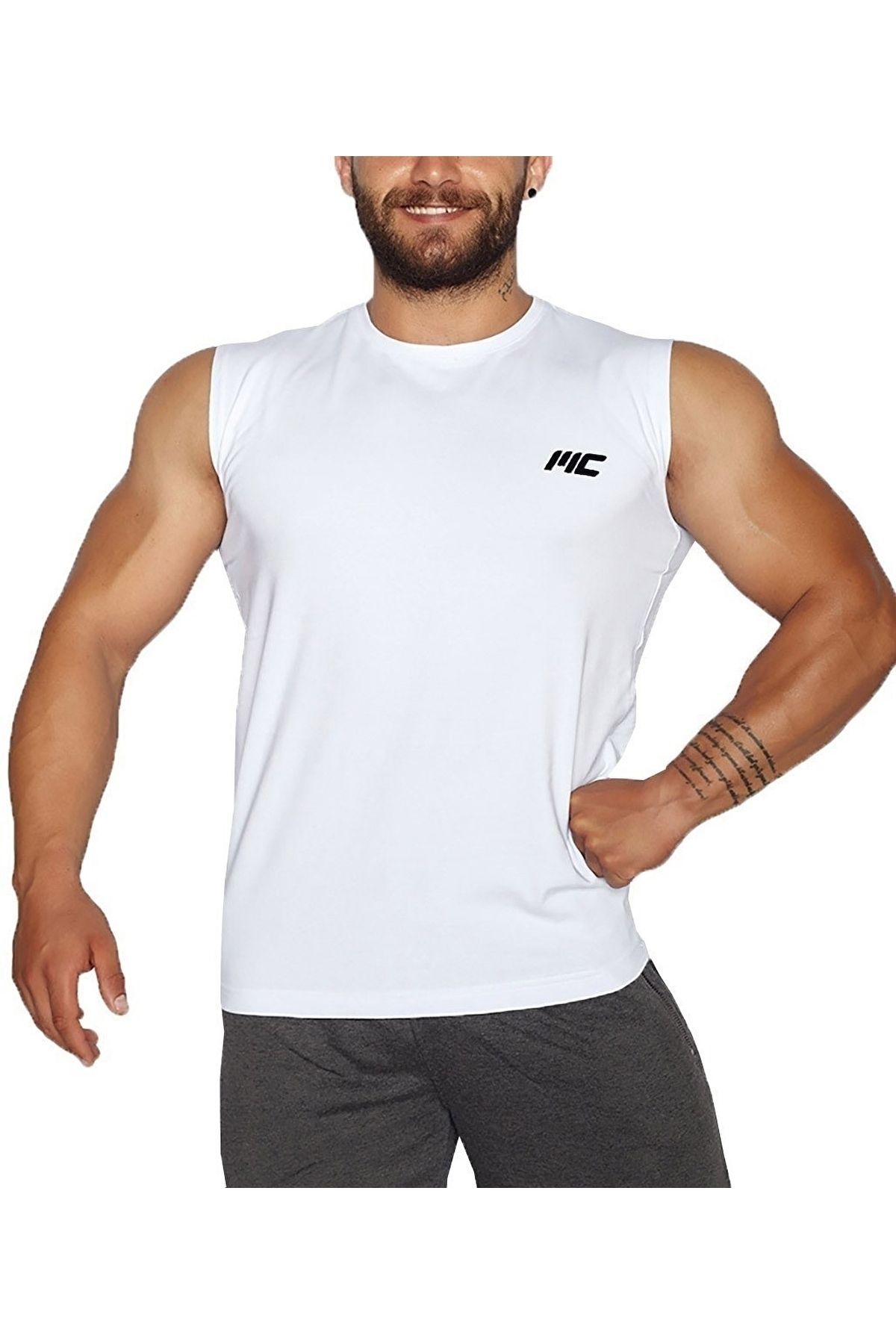 MUSCLECLOTH Training Kolsuz T-shirt Beyaz