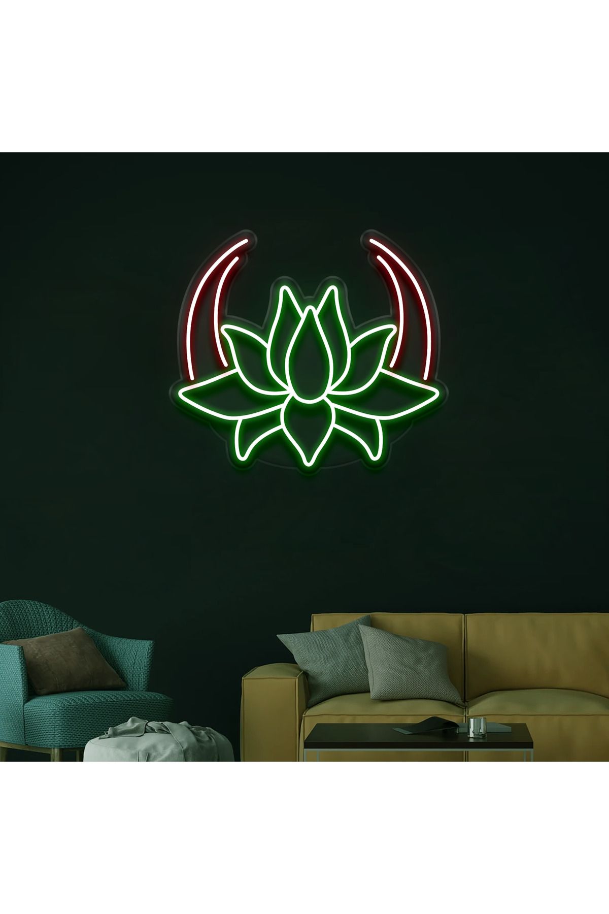 cnckoleksiyon Lotus Çiçek Neon Tabela  - Led Dekoratif Duvar Aydınlatması - 5mm Şeffaf Pleksi Malzemesi