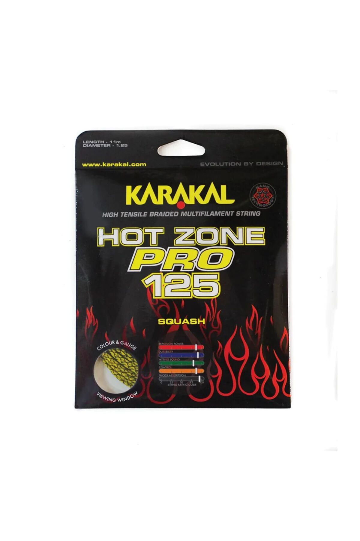 Karakal Hot Zone Braided 125 Paket Squash Raketi Kordajı 11m