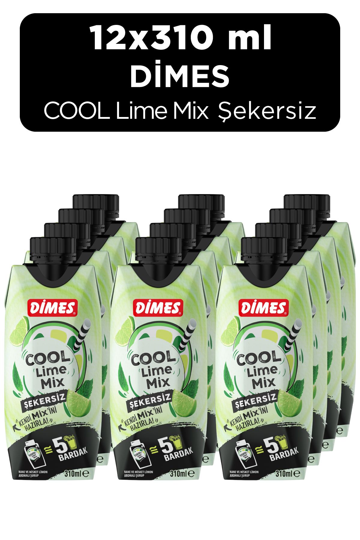 Dimes Cool Lime Şekersiz Mix 310ML 12 Adet