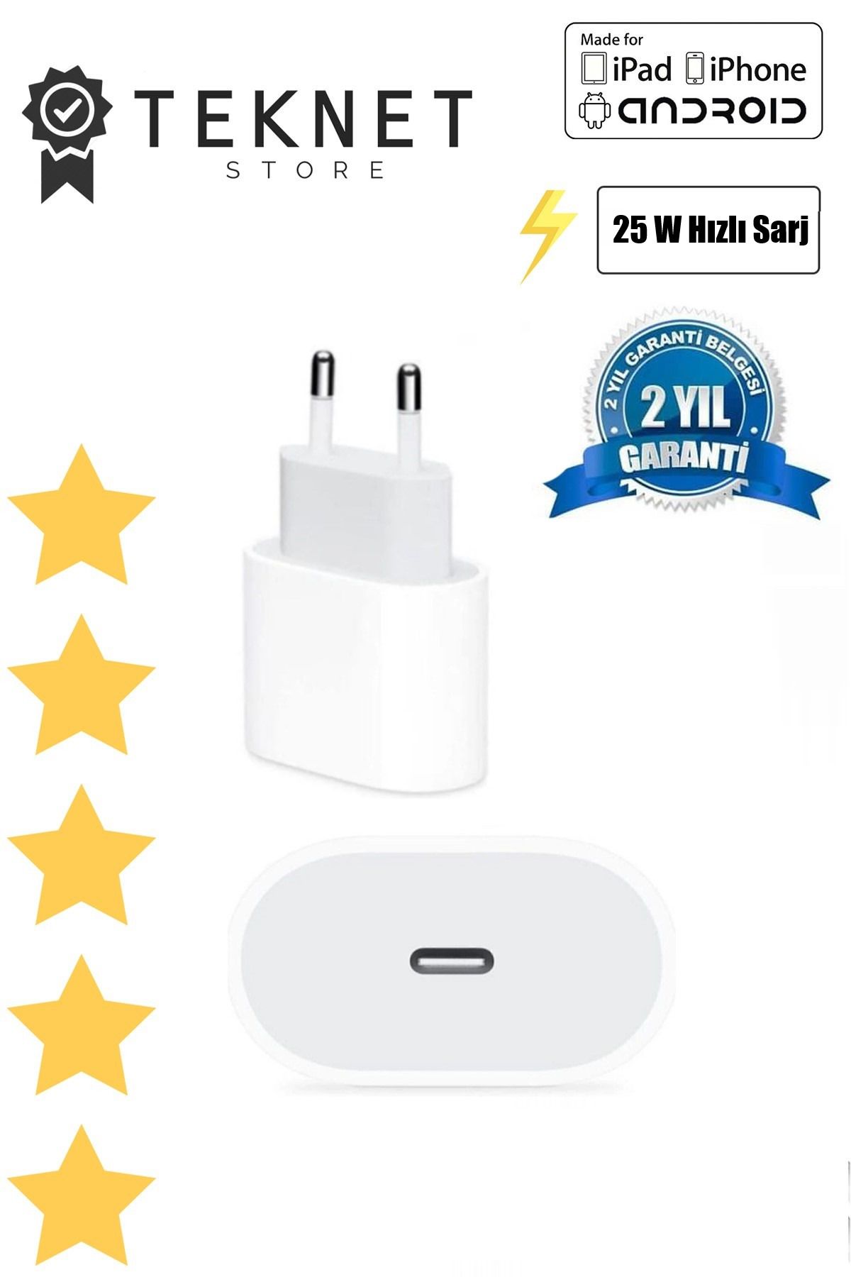 TEKNETSTORE Samsung 25w Süper Hızlı Usb Type C Şarj Adaptörü 25watt Turbo Adaptör