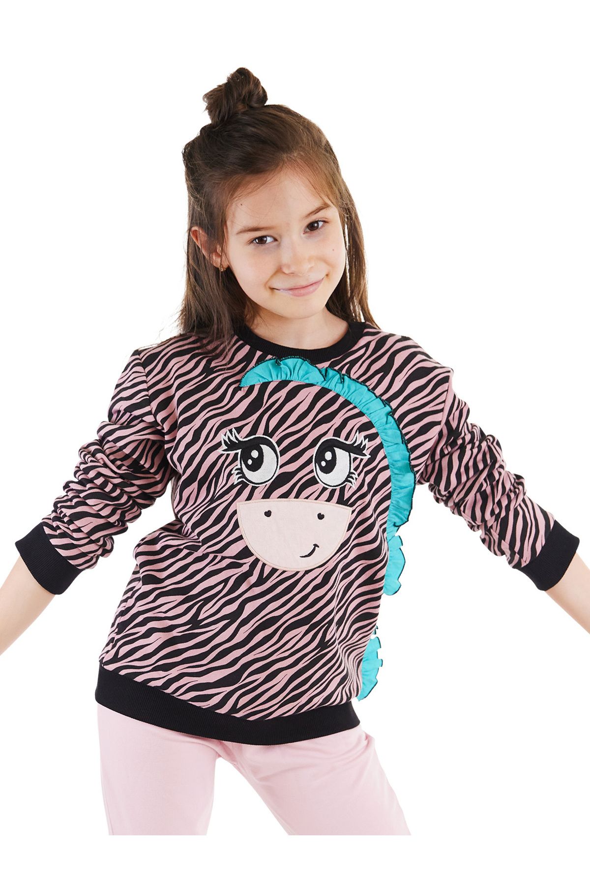 Denokids Zebra Kız Çocuk Sweatshirt