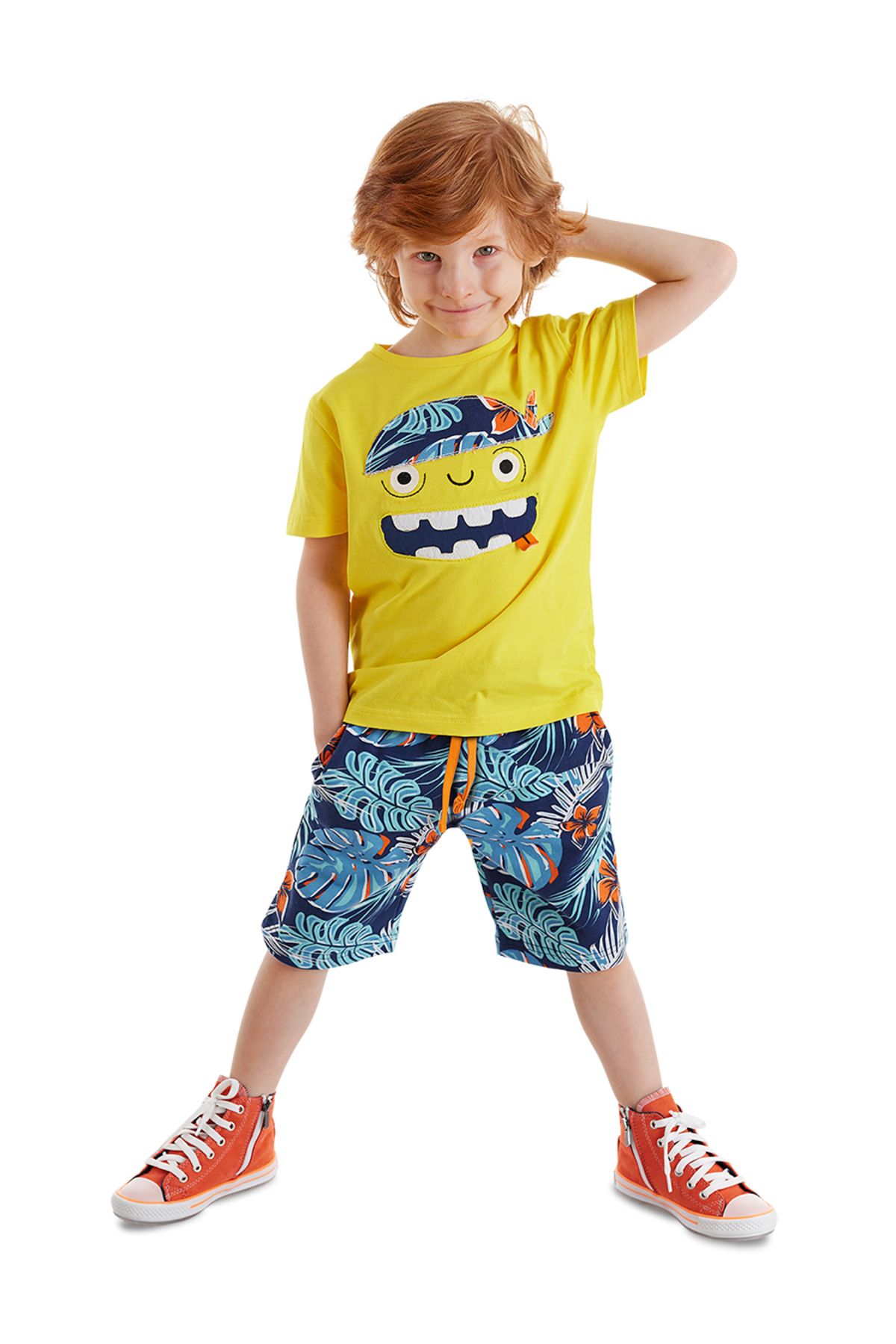 Denokids Hawai Korsan Erkek Çocuk T-shirt Şort Takım