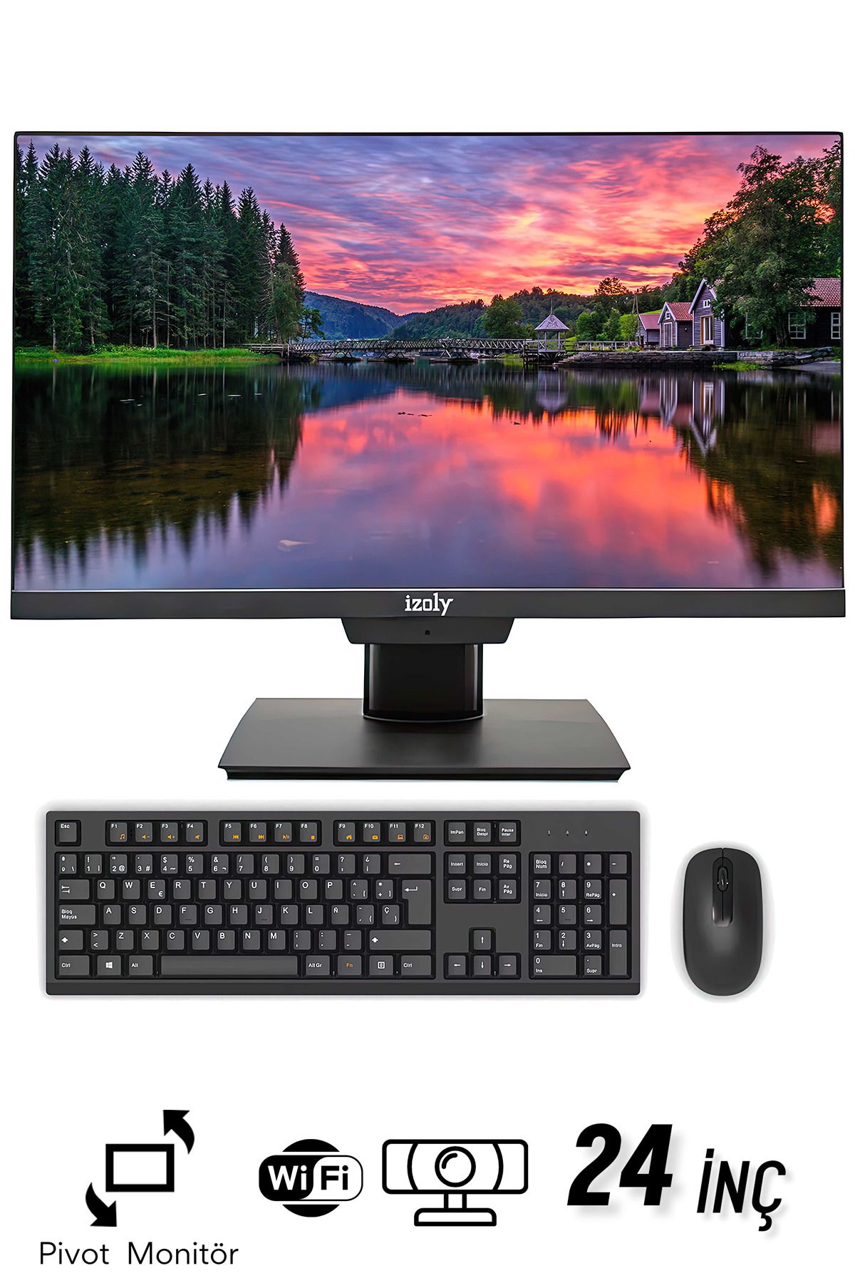 IZOLY İzoly P708 İ7-10700 8GB 1TB M.2 Nvme SSD 24" FHD Webcam Black Pivot All In One Bilgisayar