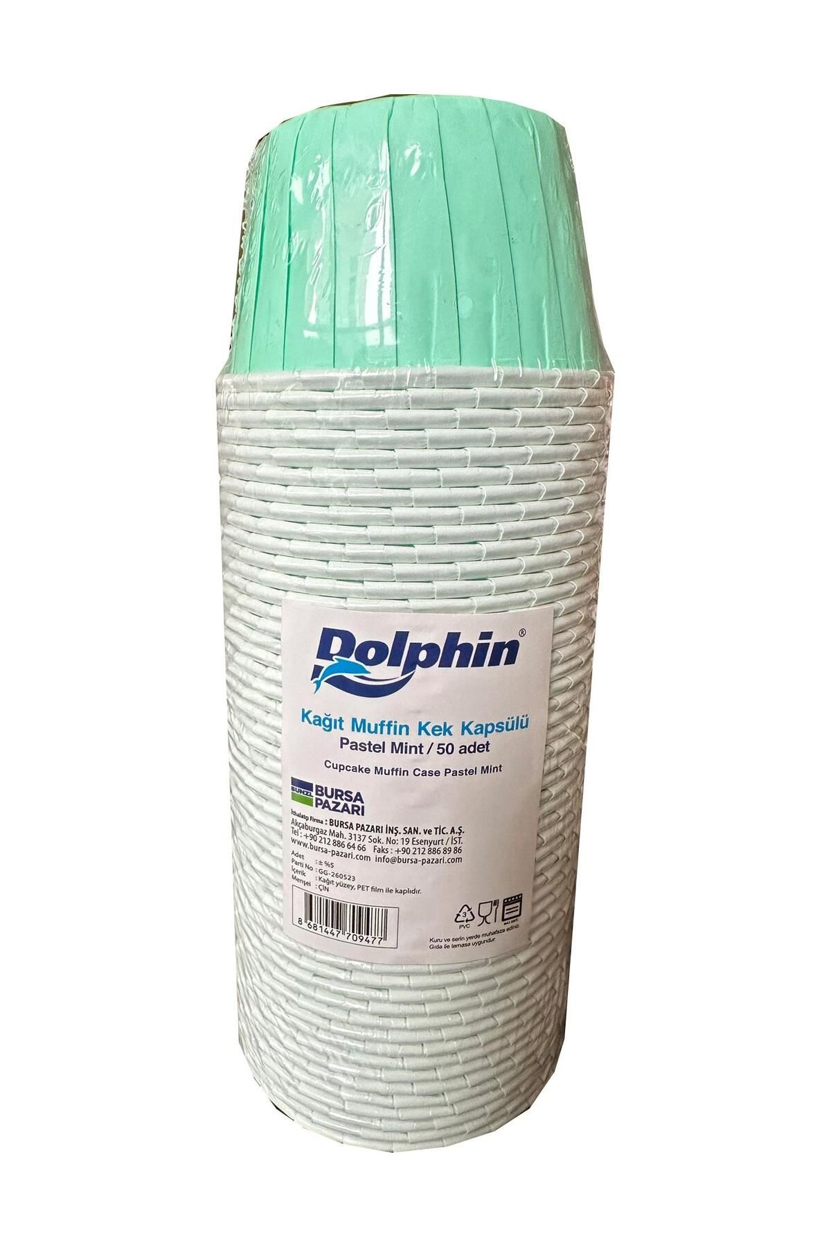Dolphin Muffin Kağıt Karton Pastel Yeşil Cupcake Kek Kalıbı Kapsülü Kabı - 50 Adetlik 1 Paket
