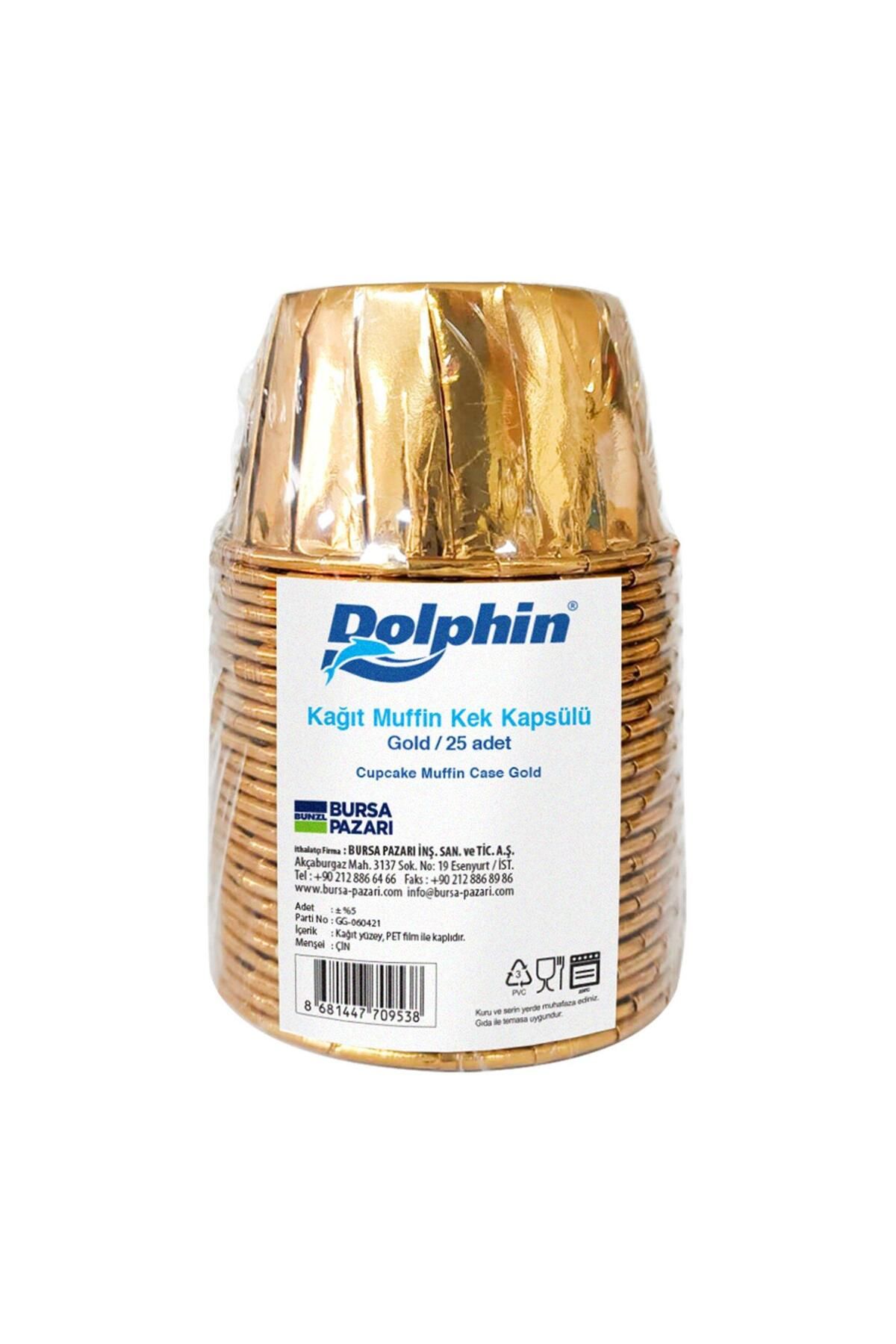Dolphin Muffin Kağıt Karton Altın Cupcake Kek Kalıbı Kapsülü Kabı - 25 Adetlik 1 Paket