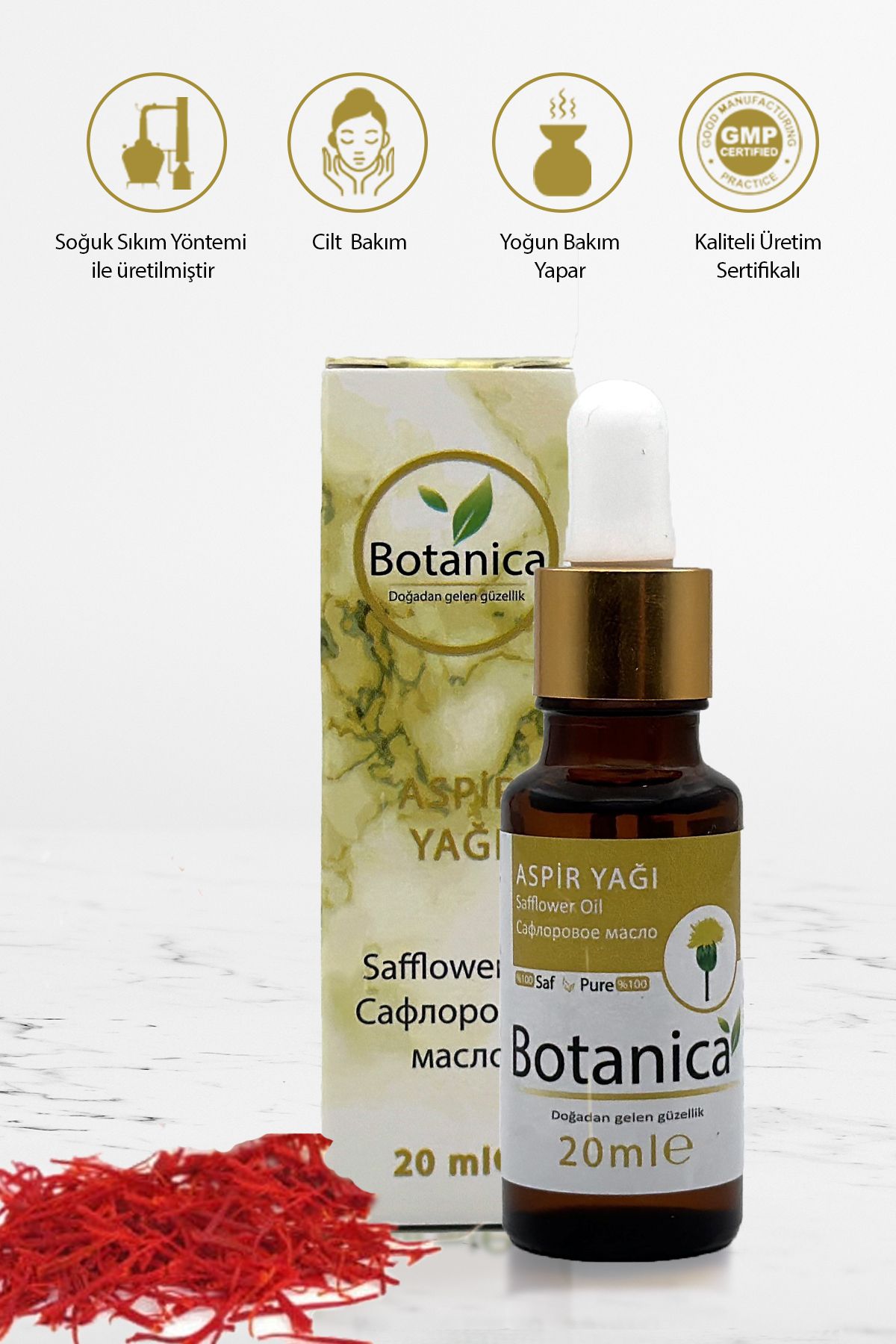 botanica Aspir Yağı - Safflower Oil - ( Saç Köklerini Güçlendirme ) Saç Besleyici Yağlar Bakım Yağı 20 Ml