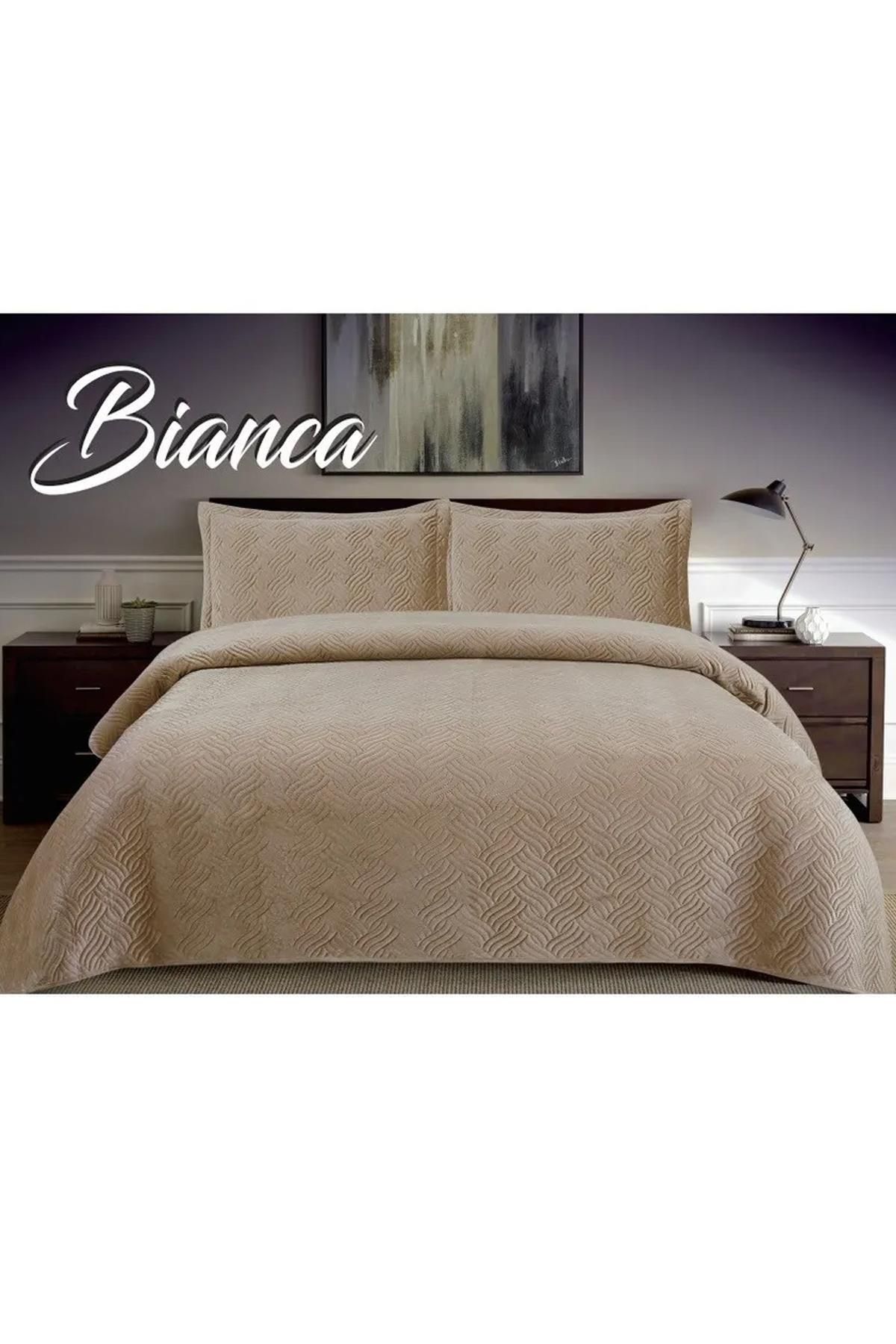 Bianca Tek Kişilik Kadife Yatak Örtüsü Takımı - Volanlı Yastık Kılıfı
