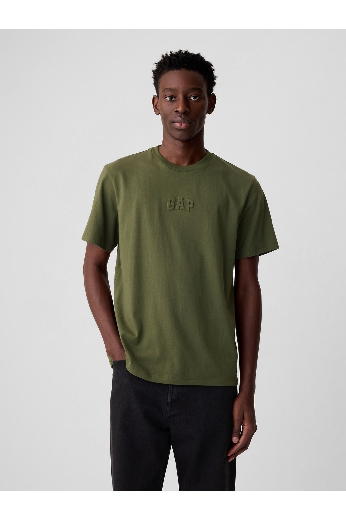 GAP Erkek Haki Mini Gap Arch Logo T-Shirt