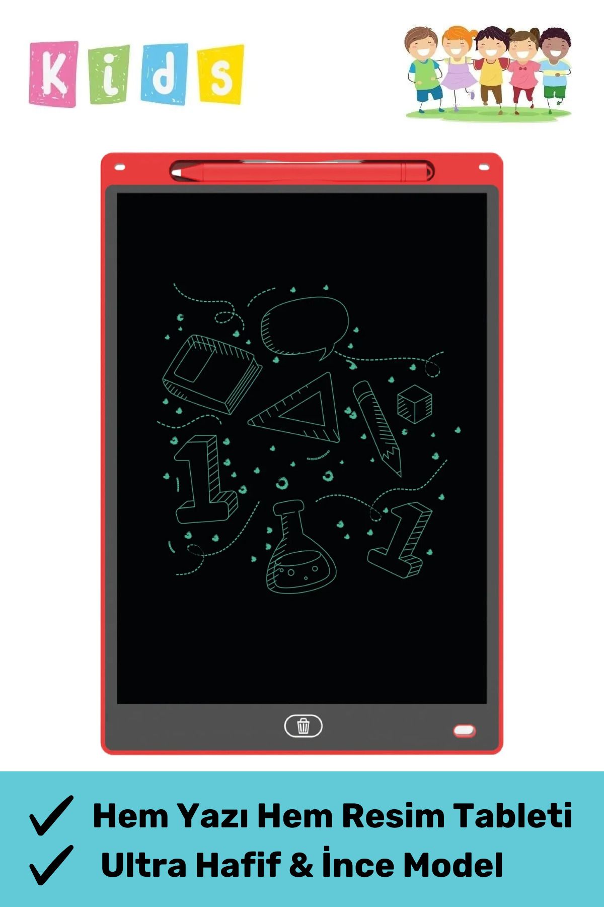 Genel Markalar Premium Lcd Ekranlı Kalemli Dijital Çizim Tableti Yazı Tahtası Boyama Resim Akıllı Tablet 12 Inc