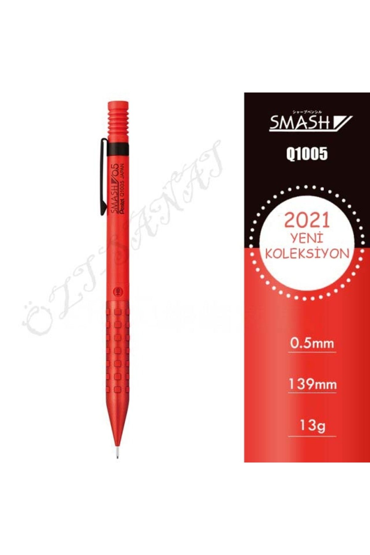 Pentel Smash Q1005 2021 Özel Seri 0.5 Mm Mekanik Kurşun Kalem Kırmızı