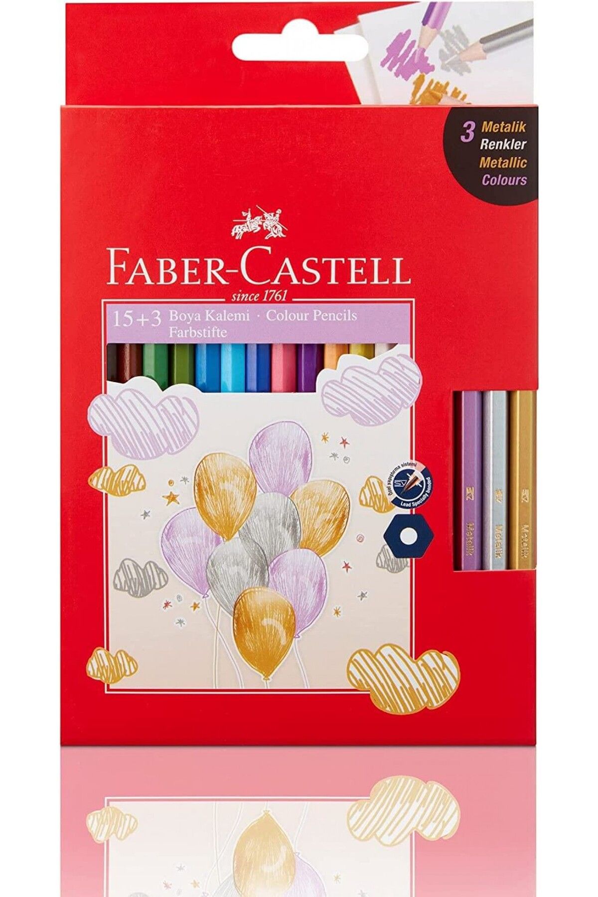 Faber Castell 15+3 Kuru Boya Kalemi Tam Boy + ( 3 Metalik Kuru Boya Hediyeli ) 2021 Model