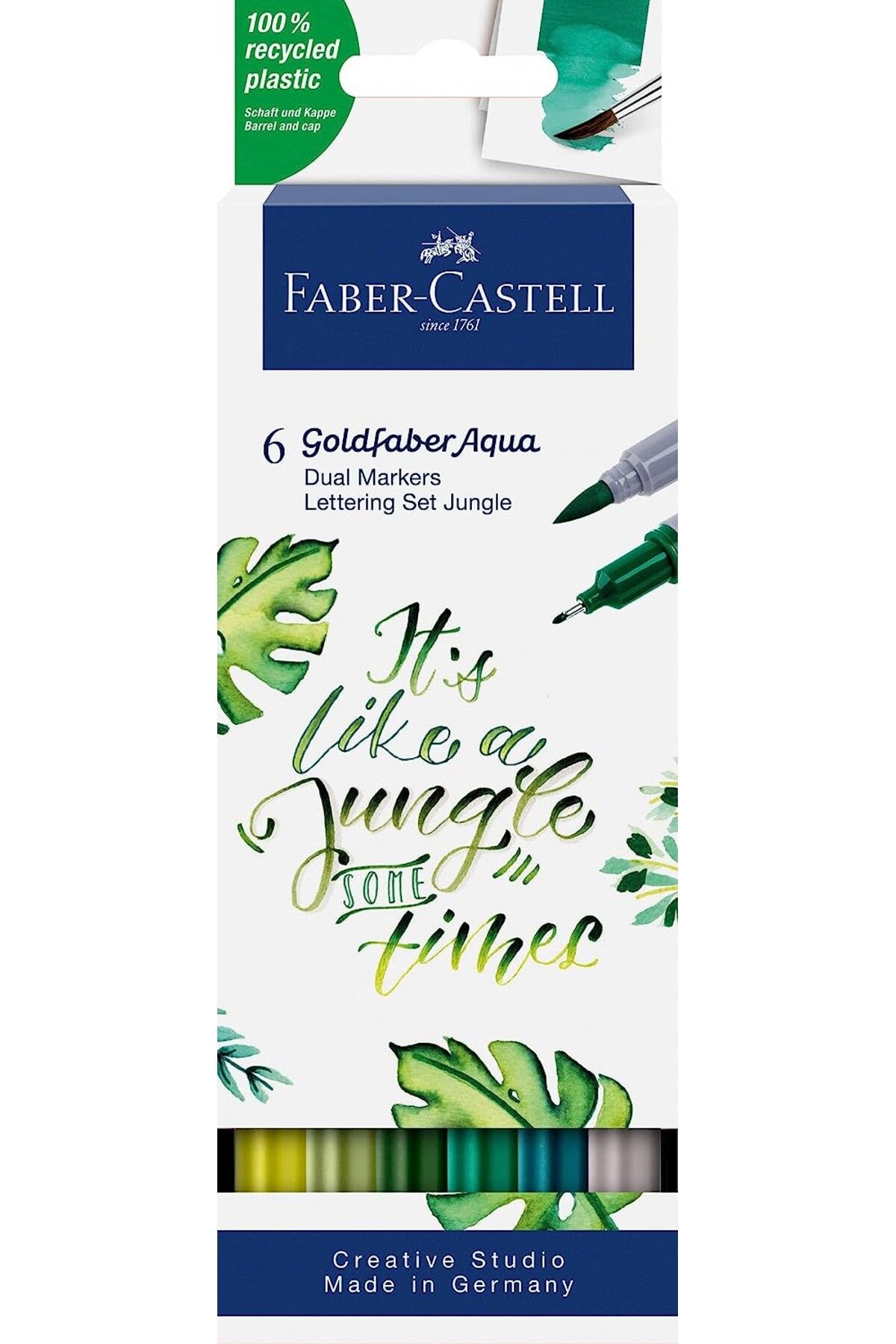 Faber Castell Faber-castell Goldfaber Aqua Çift Uçlu Markör, Kaligrafi, 6‘lı Jungle / 164517