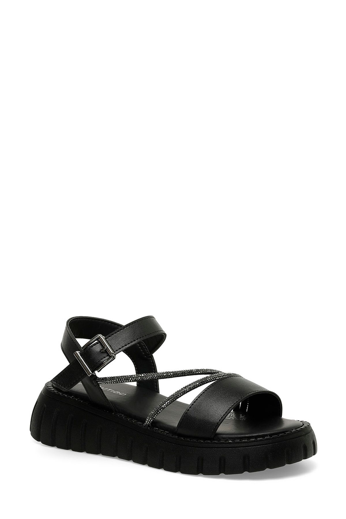 Butigo 24S-124 4FX Siyah Kadın Kalın Taban Sandalet