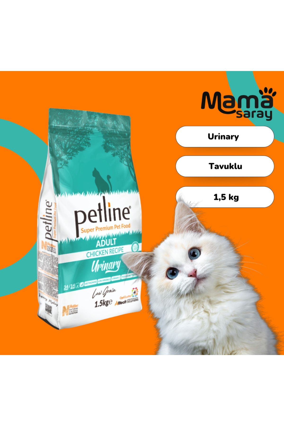 Petline 1,5 Kg Urinary Tavuklu Yetişkin Kedi Maması - Idrar Yolu Destek