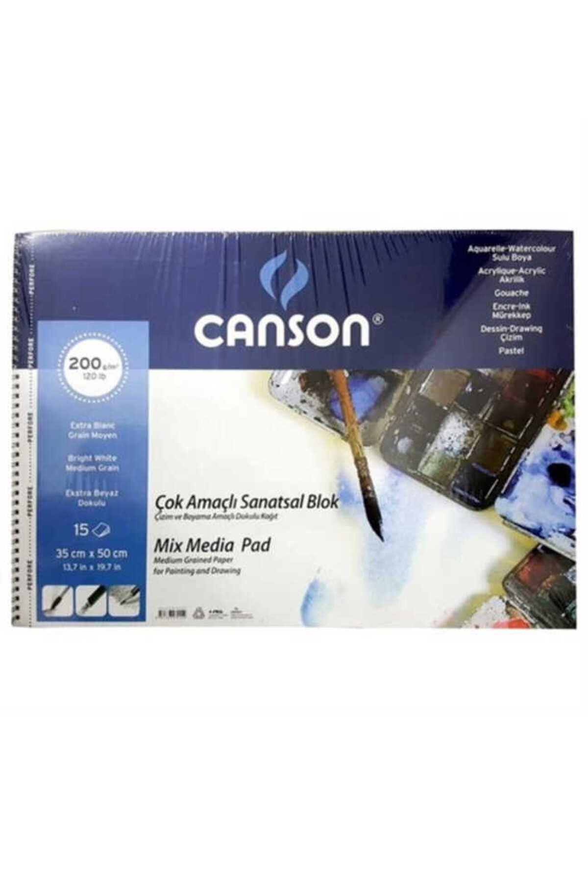 Canson 1557 Mix Media 35x50cm 15yp 200gr Spiralli Çok Amaçlı Çizim Resim Defteri / Fcns200203550