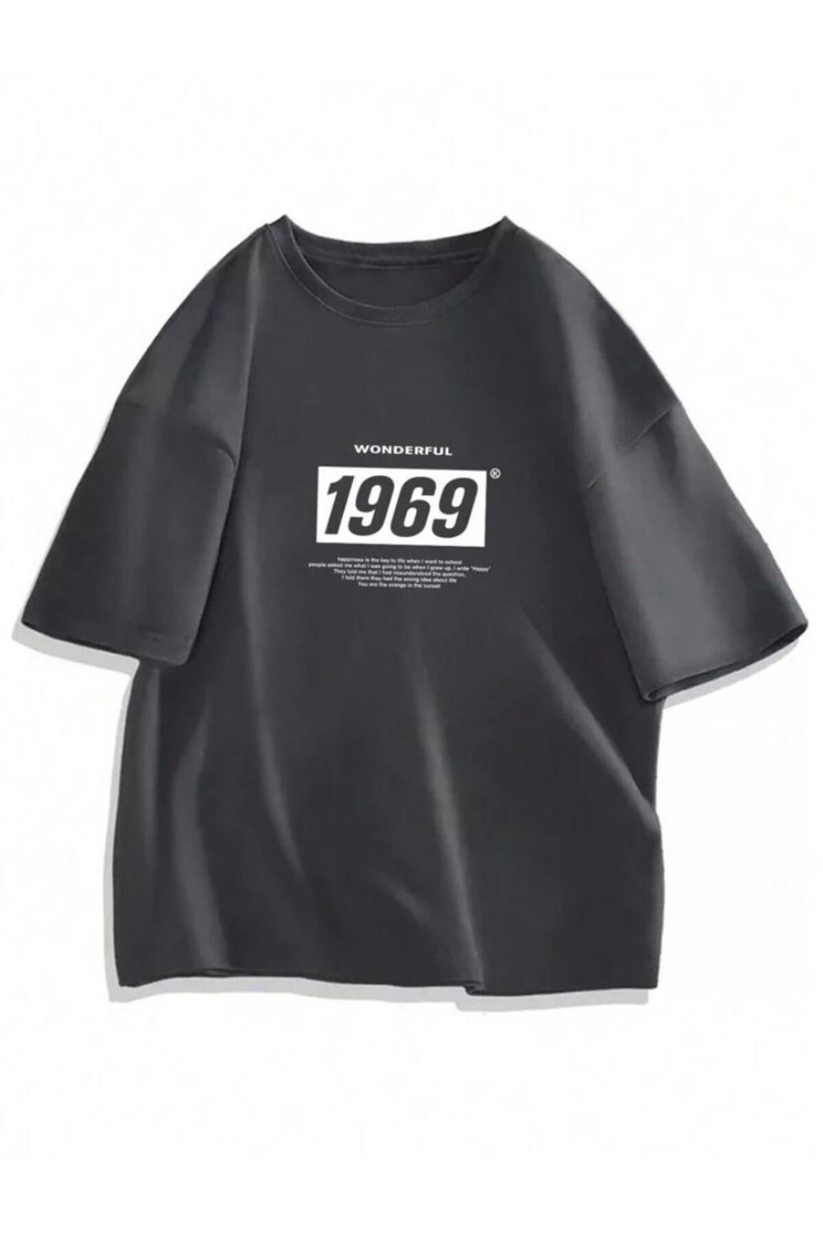 AFROGİYİM Unisex 1969 Wonderful Baskılı Oversize T-shirt
