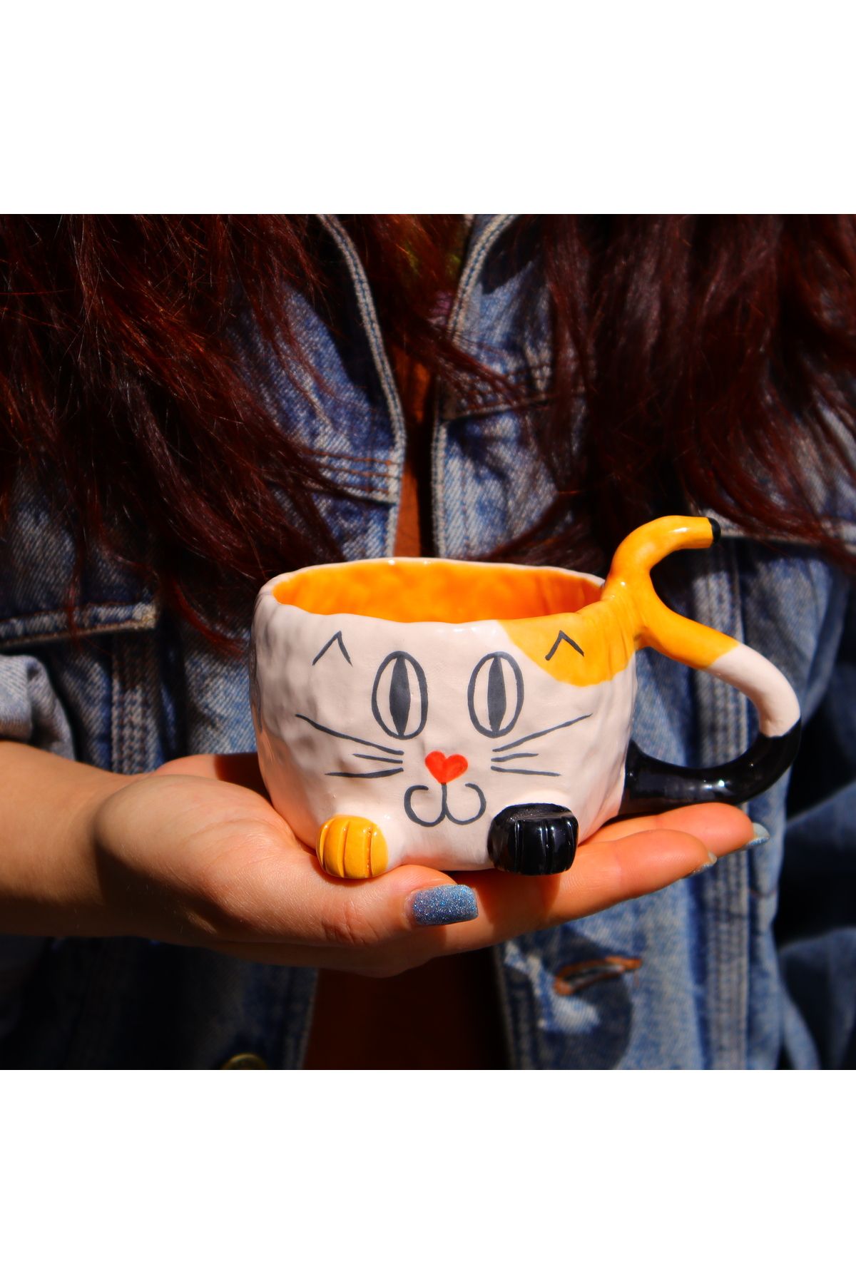 Lily & Loly Ceramics Loly Serisi “sweet Cat” Kupa-kedili Tek Kupa - El Yapımı Seramik Mug 200 Ml.