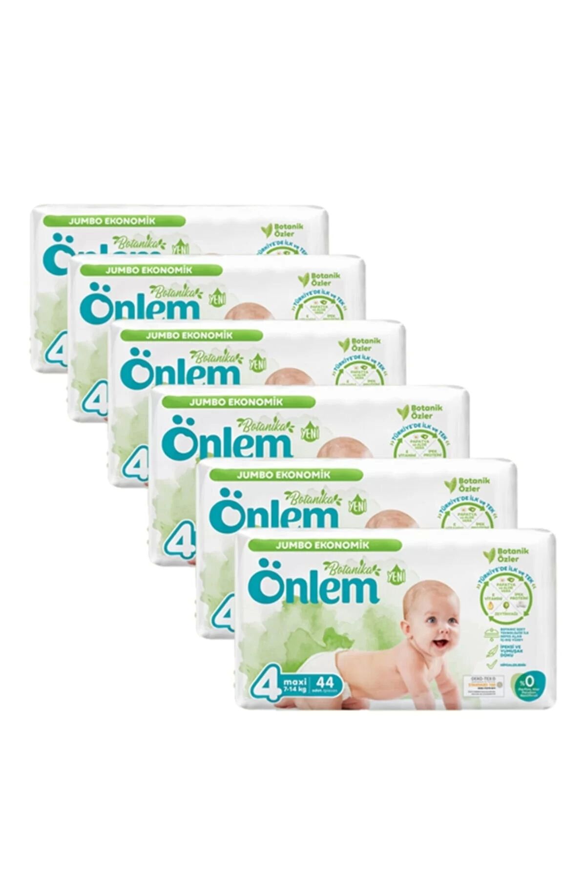 ÖNLEM Botanika 4 Numara Maxi Bebek Bezi Jumbo Paket 44 Adet (7-14 Kg) X 6 Paket