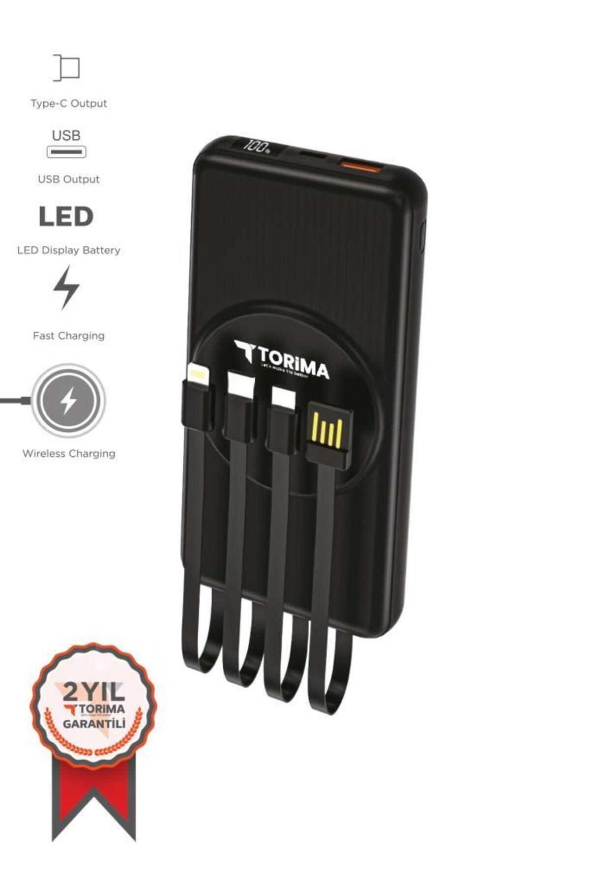 Torima TRM-1014 Siyah 10.000mAh Wirelles Dijital Göstergeli Hızlı Şarjlı Powerbank