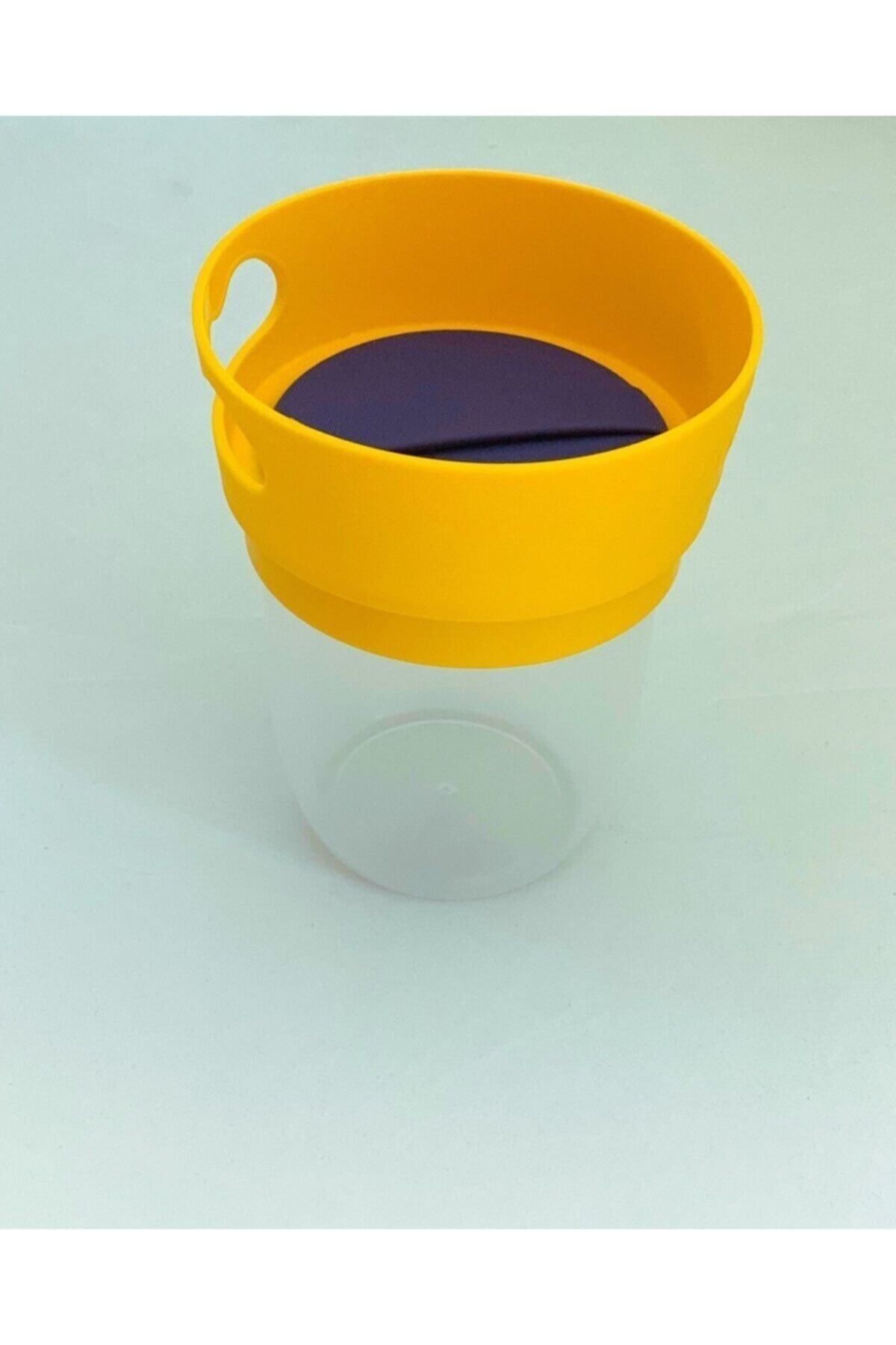 woodhub Sarı Dökülmeyi Önleyen Atıştırmalık Kap / Atıştırma Bardağı Sarı 350-450 ml