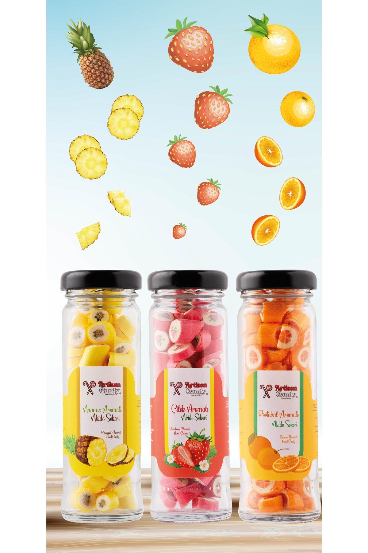 Artisan Candy Artisan Handmade Candy Jar X 3 Flavors / El Yapımı Mini Akide Şekeri Kavanozu 65gr X 3 Çeşit