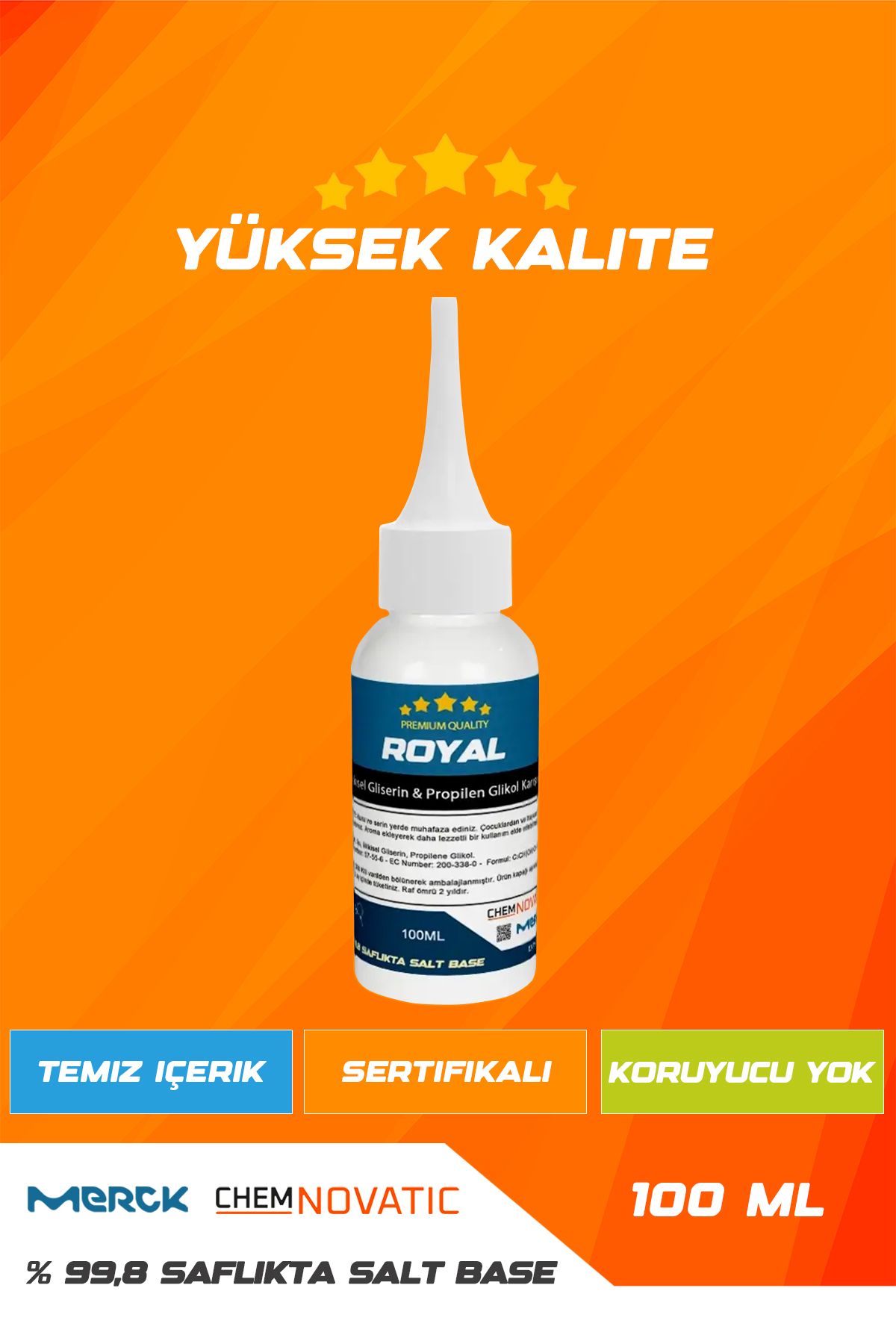 Royal Salt Nbase VG50 PG50 100 ml 100mg Merck En iyi Kalite