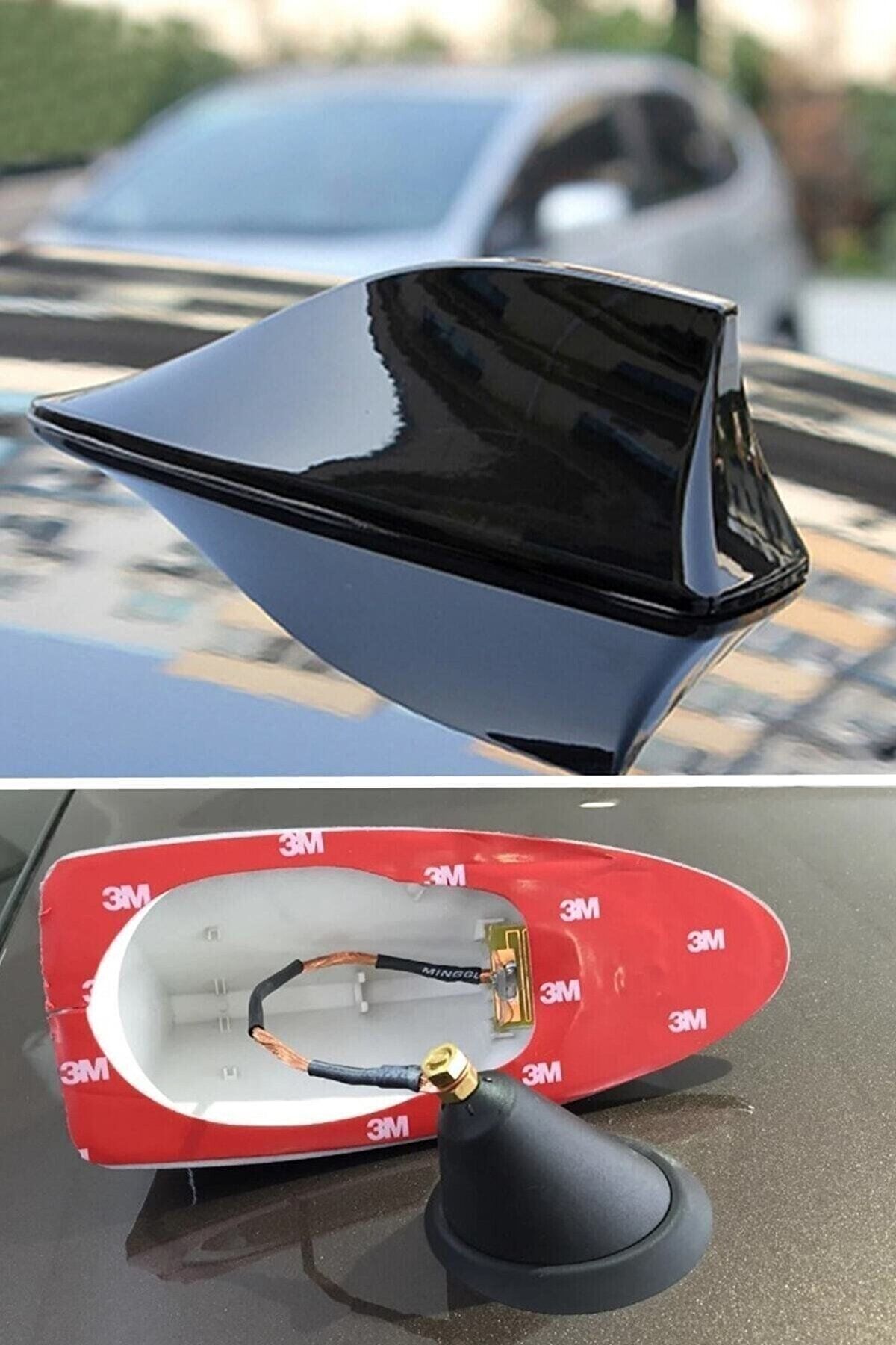 GÜRHAN SHOP Ford Granada Uyumlu Oto Balık Sırtı Anten Elektrikli Köpekbalığı Balina Tavan Anteni Siyah