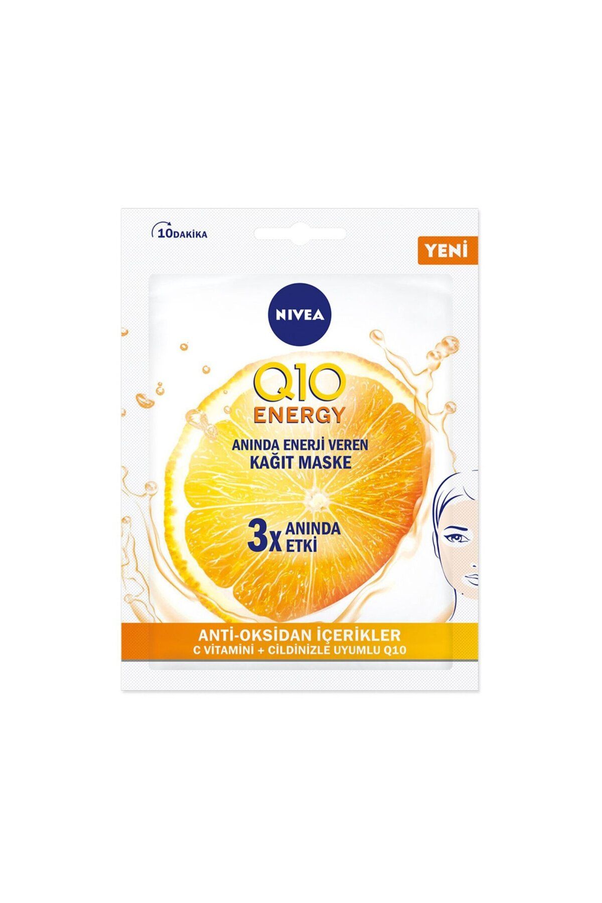 NIVEA Nıvea Q10 Energy Anında Enerji Veren C Vitaminli Yüz Kağıt Maske 1 Adet