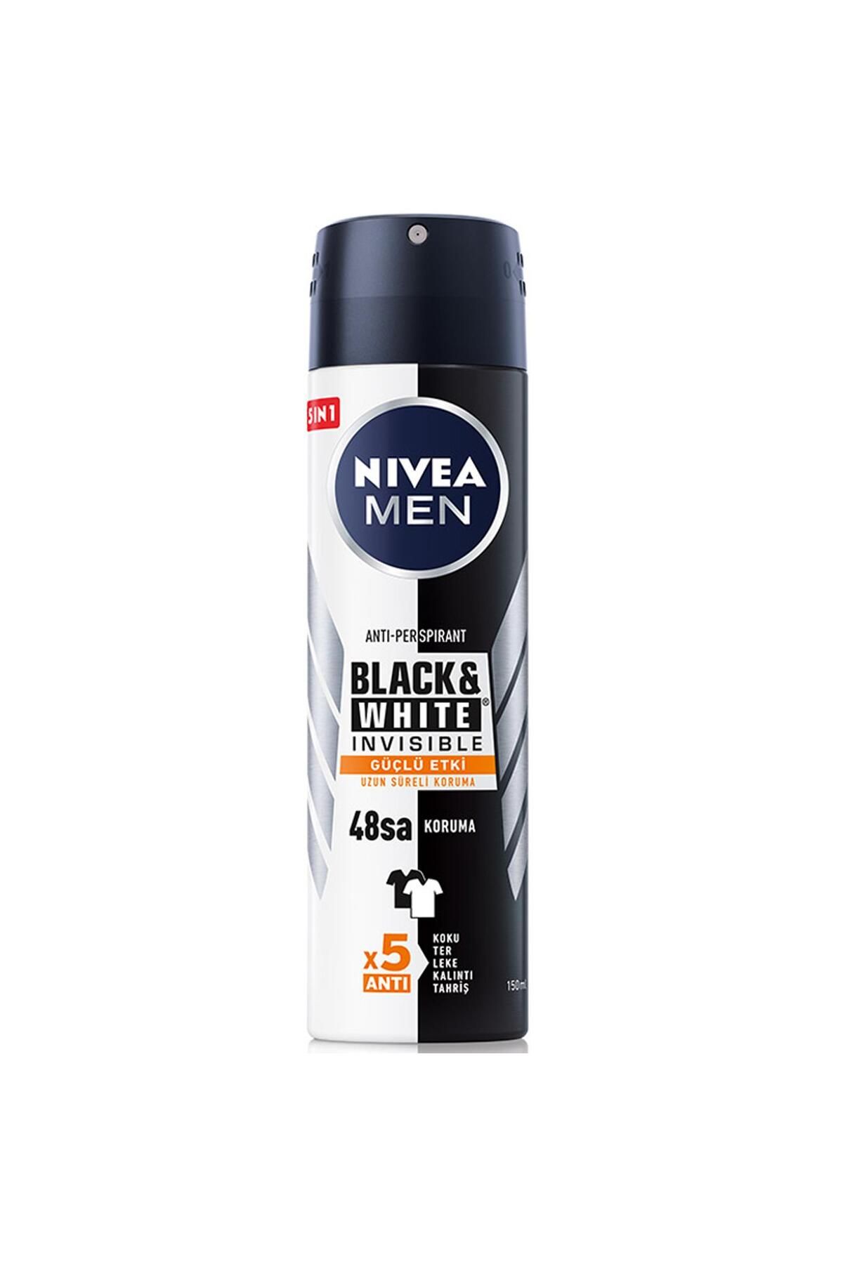 NIVEA Men Black White Invisible Güçlü Etki Erkek Deodorant Sprey 150 ml