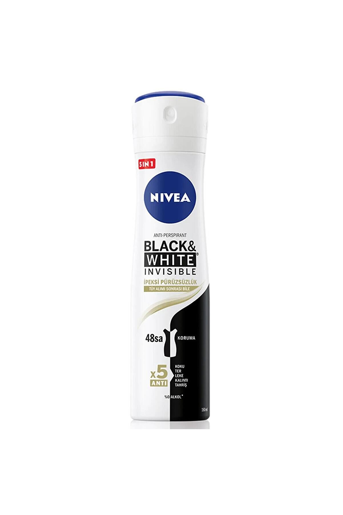 NIVEA Black White Invisible Ipeksi Pürüzsüzlük Kadın Deodorant Sprey 150 ml