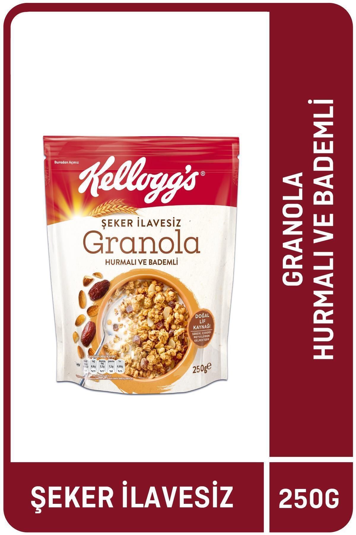 Kellogg's İlave Şekersiz Granola Hurmalı Ve Bademli 250 G ,%43 Yulaf Içerir,lif Kaynağı