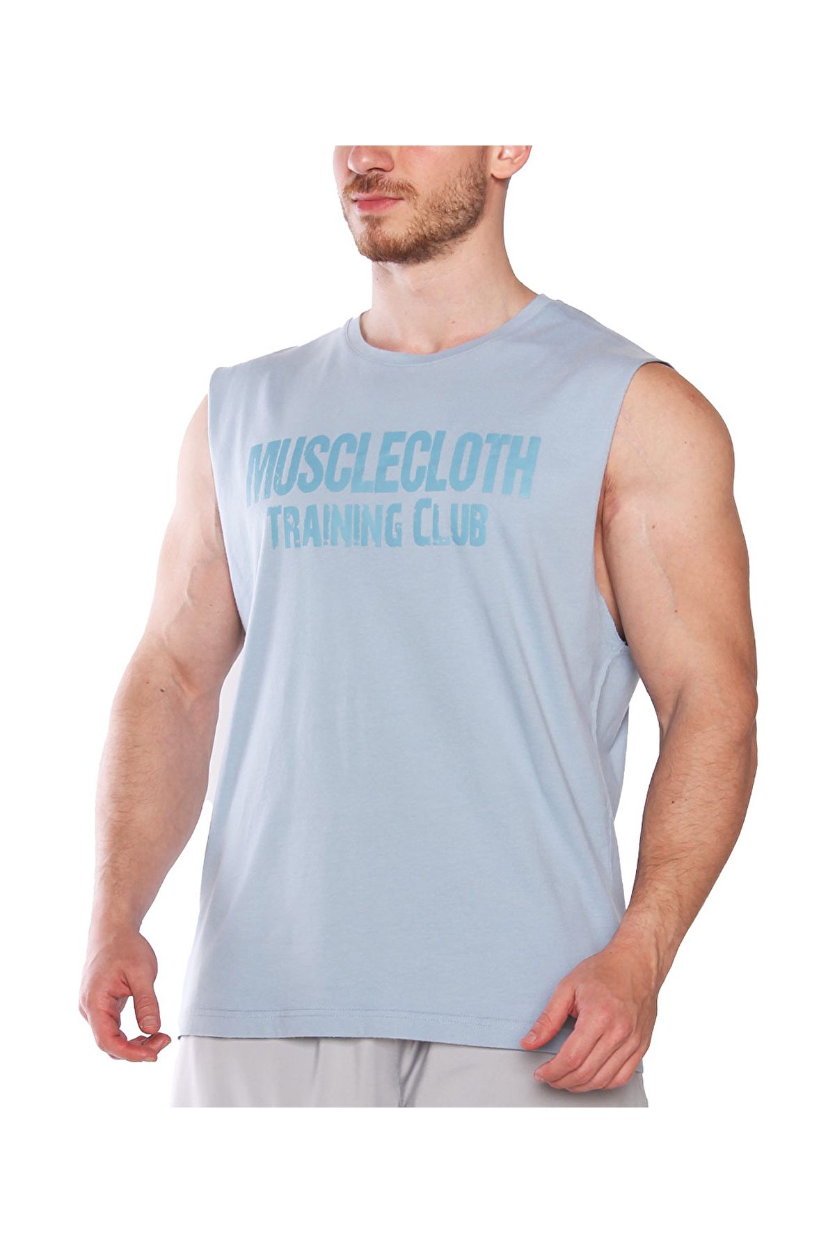 MUSCLECLOTH Training Club Drop Arm Kolsuz T-shirt Açık Mavi