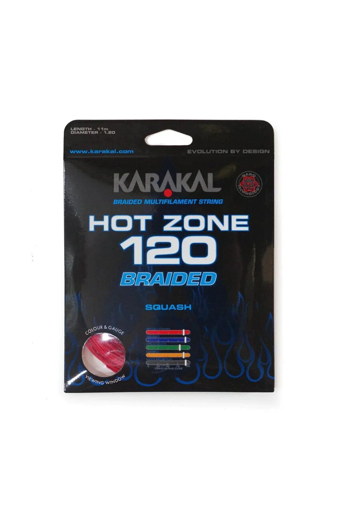 Karakal Hot Zone Braided 120 Paket Squash Raketi Kordajı