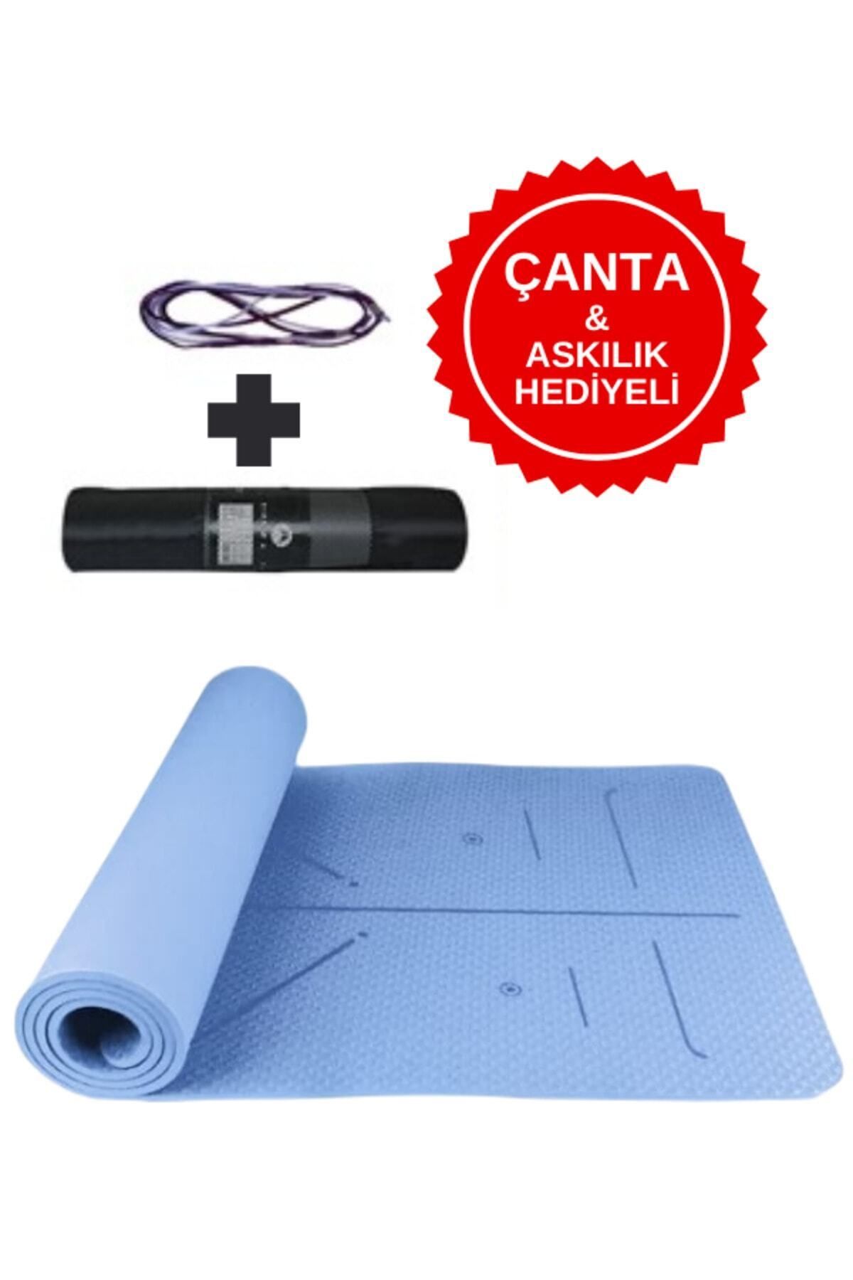XTR Fitness Ekstra Konforlu Yoga Matı - 8mm Kalınlık, Ekolojik Tpe Pilates Egzersiz Minderi Mavi