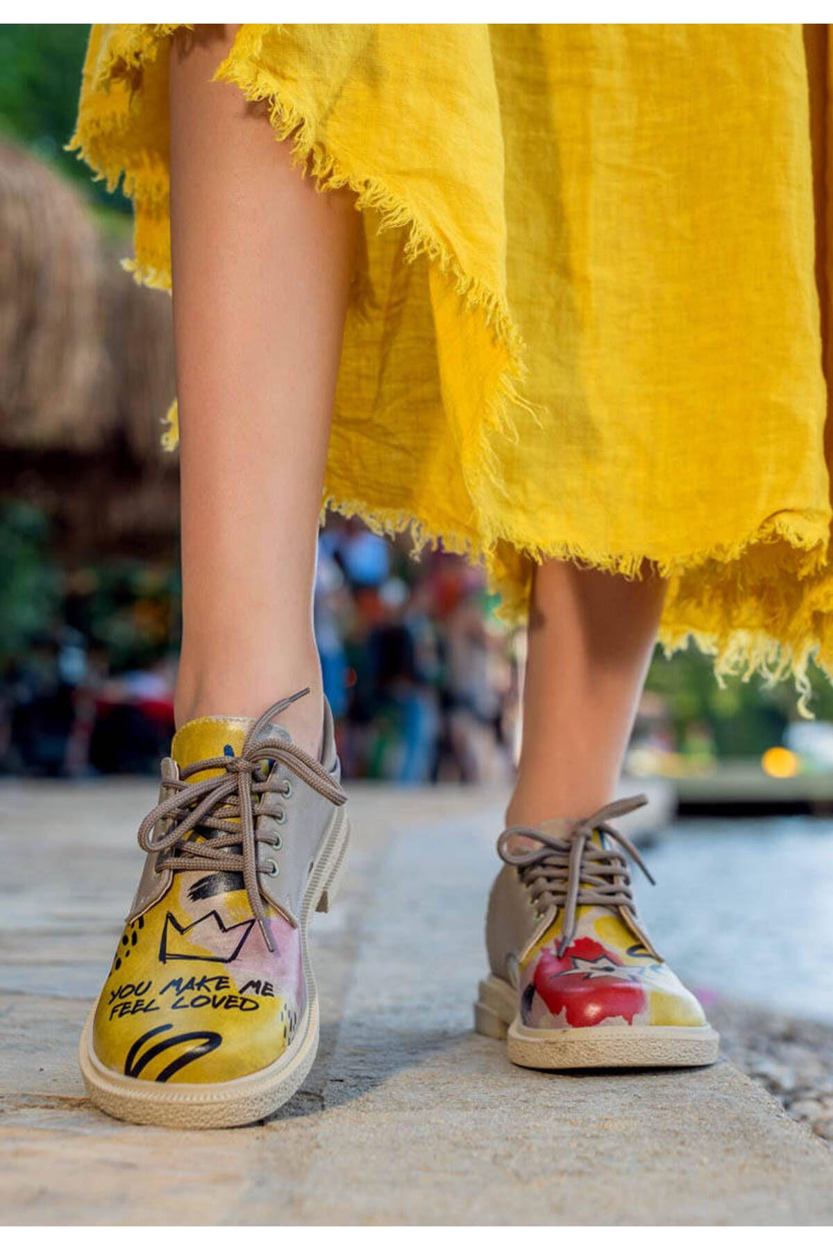 Dogo Kadın Vegan Deri Çok Renkli Günlük Ayakkabı - The Creation of the Collage Tasarım