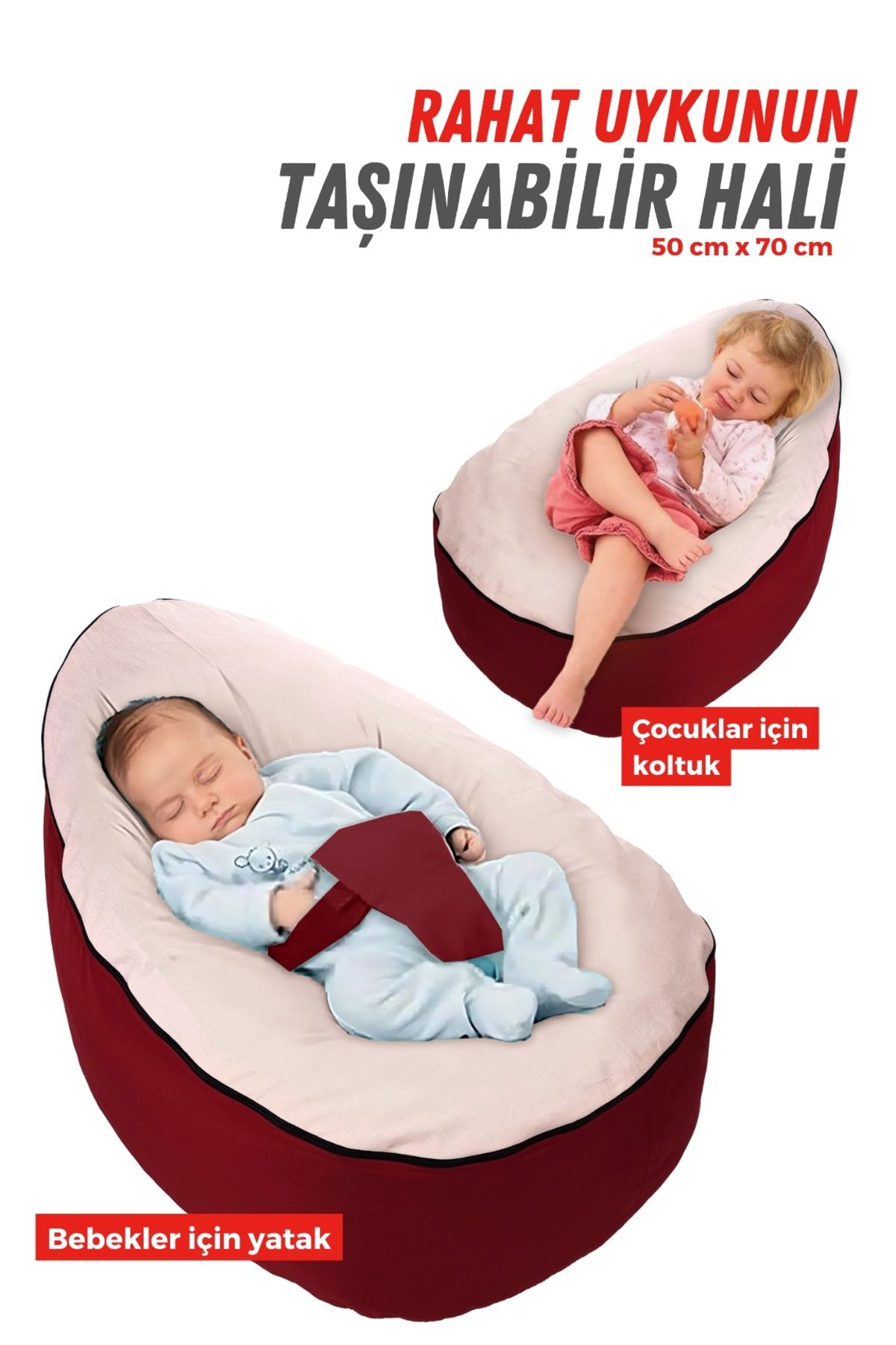 XPERMATE Bebek Reflü Yatağı Bebek Yatağı Fermuarlı Bebek Yatak Yıkanabilir Kılıf Pembe