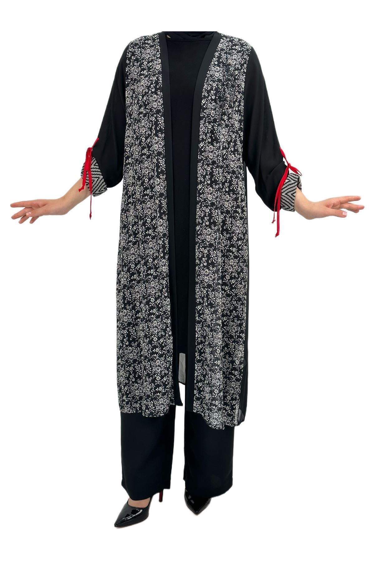 ottoman wear Otw48412 Şifon Ceket-içlik Takım Siyah